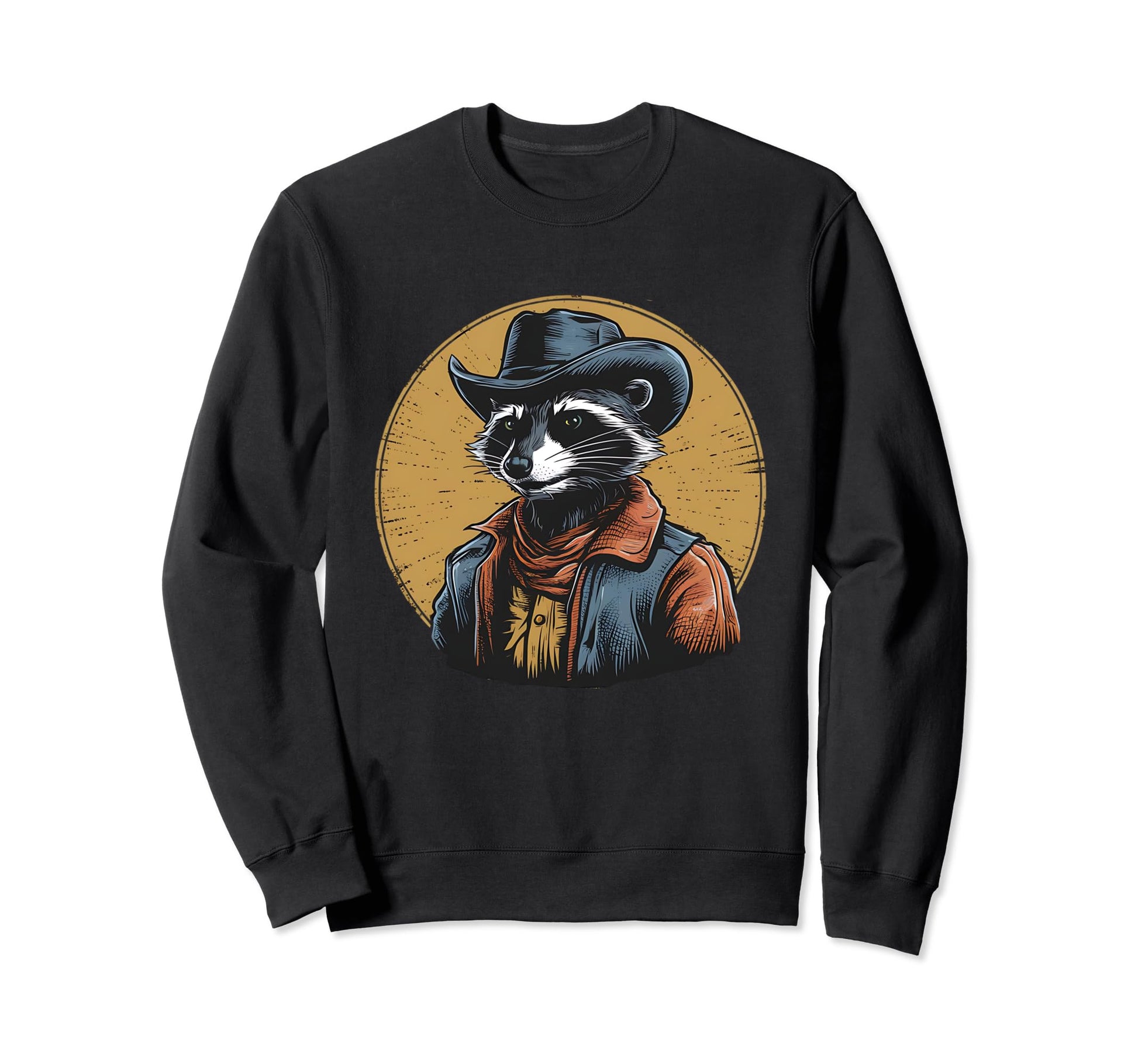 Raccoon Cowboy Cowgirl Trash Panda Sweatshirt - Trendy Graphic Unisex - T-Shirt, Sweatshirt, Hoodie