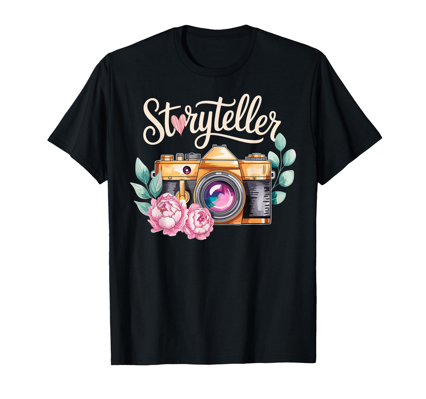 Photo Camera Flowers Storyteller T-Shirt - Minimalist Print Men Women - T-Shirt, Sweatshirt, Hoodie