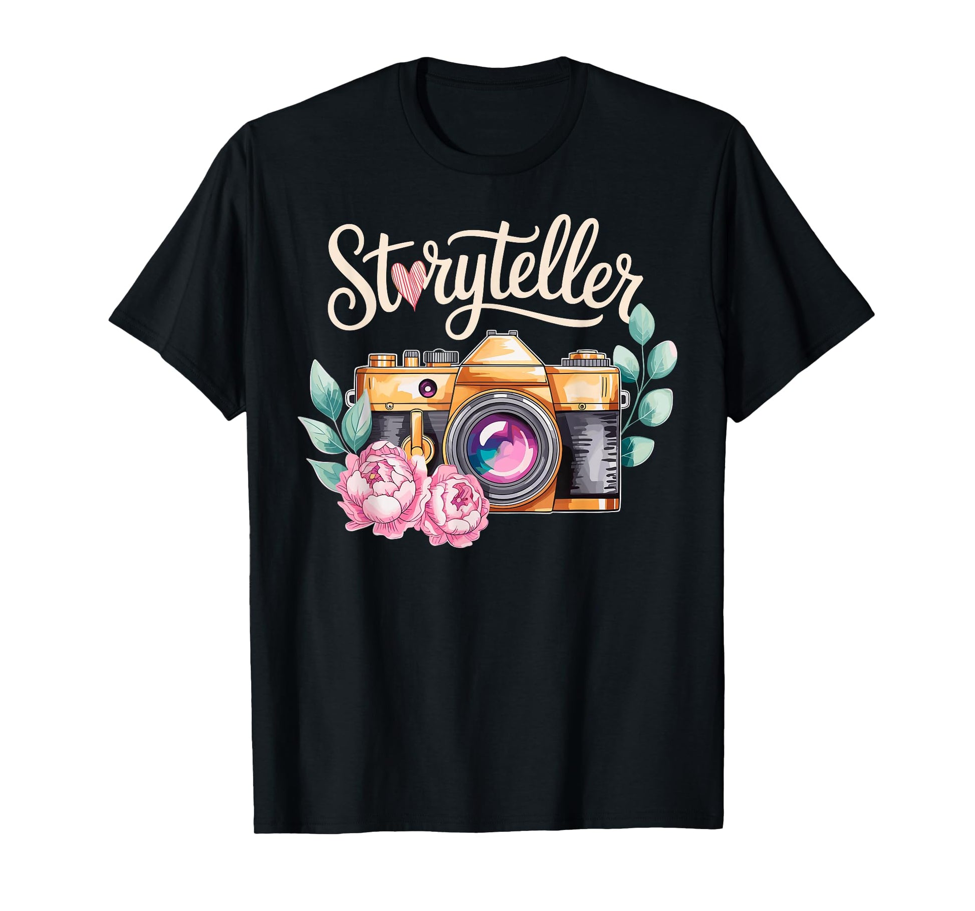 Photo Camera Flowers Storyteller T-Shirt - Minimalist Print Men Women - T-Shirt, Sweatshirt, Hoodie