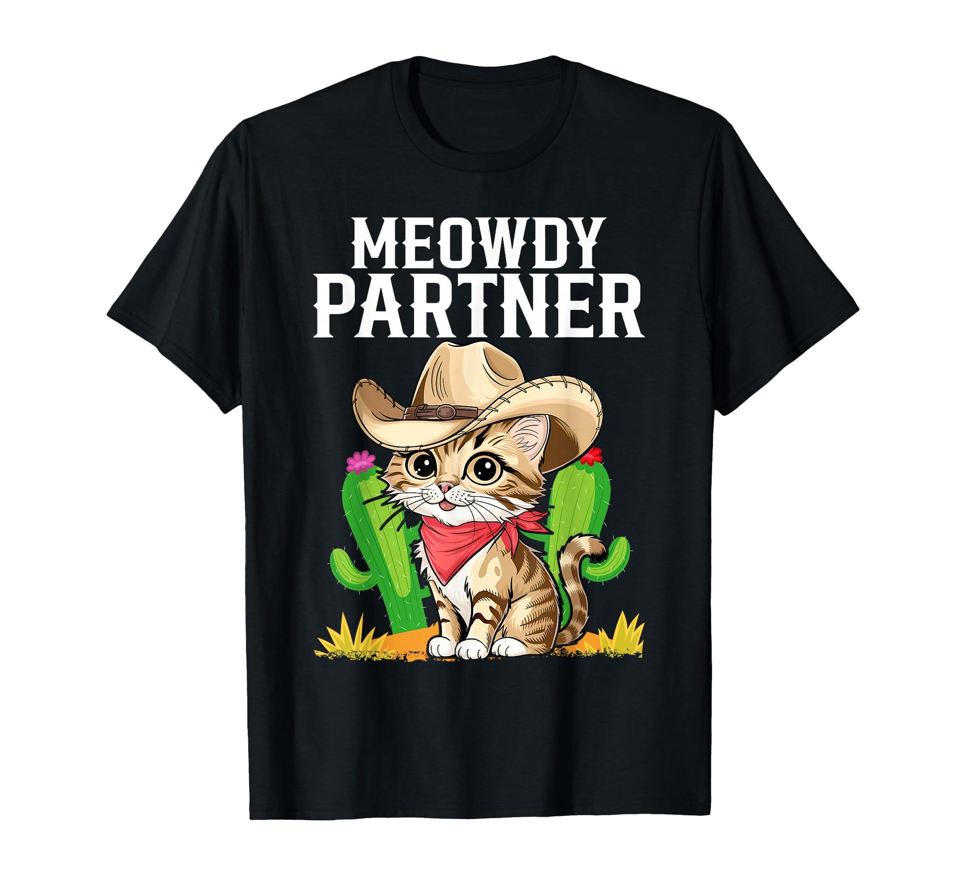 Meowdy Partner Western Cowboy Cat T-Shirt - Unique Graphic Unisex - T-Shirt, Sweatshirt, Hoodie