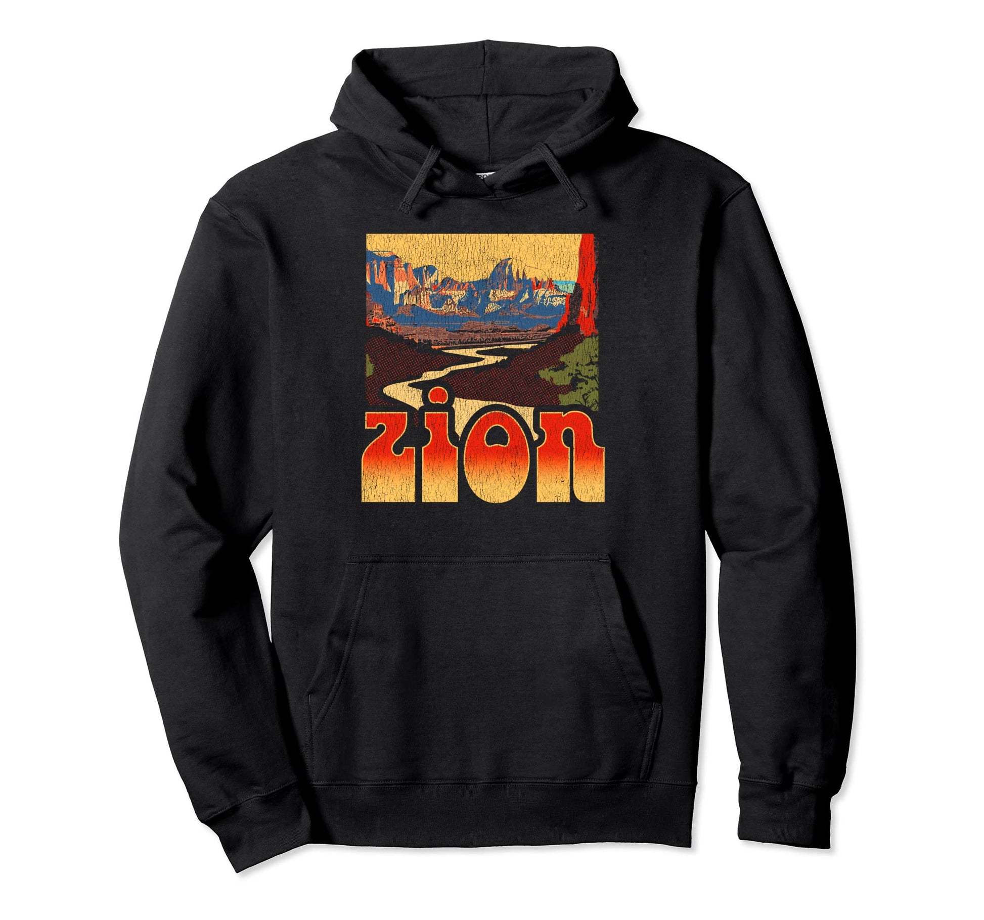 Zion National Park Distressed 90S Hoodie - Casual Everyday Wear for Adults - T-Shirt, Sweatshirt, Hoodie