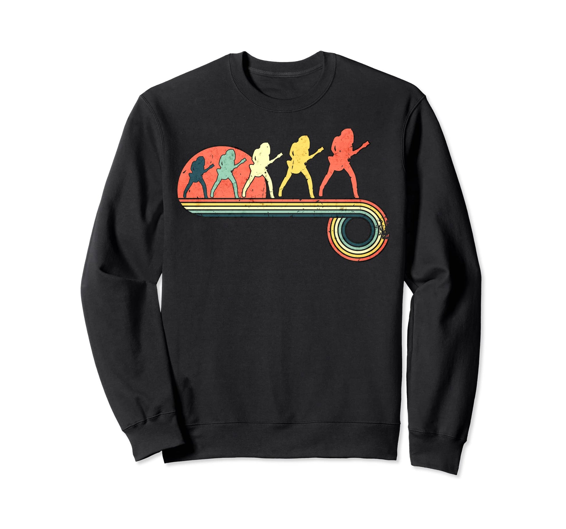 Guitar Rock Sunset Rainbow Sweatshirt - Casual Everyday Wear Men Women - T-Shirt, Sweatshirt, Hoodie