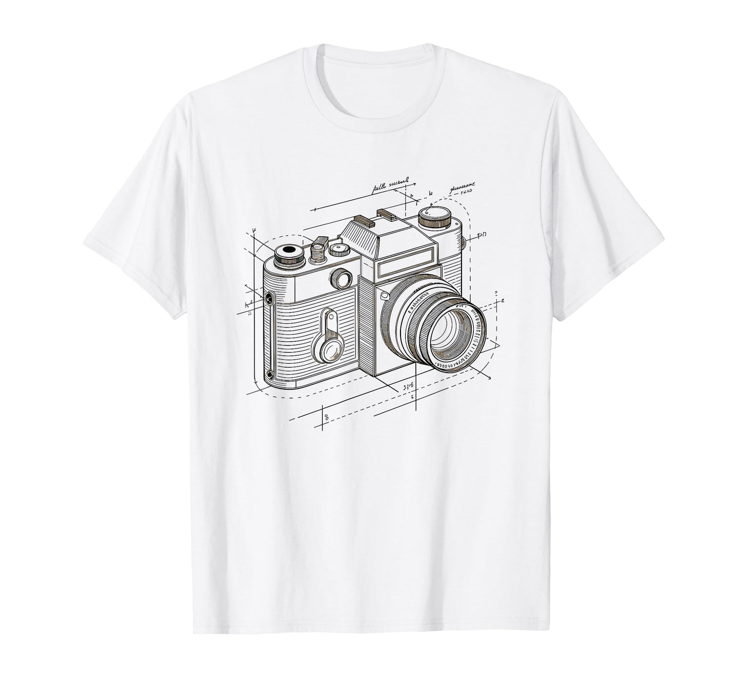 Exploded Camera Diagram Schematic Art T-Shirt - Custom Art Print Men Women - T-Shirt, Sweatshirt, Hoodie