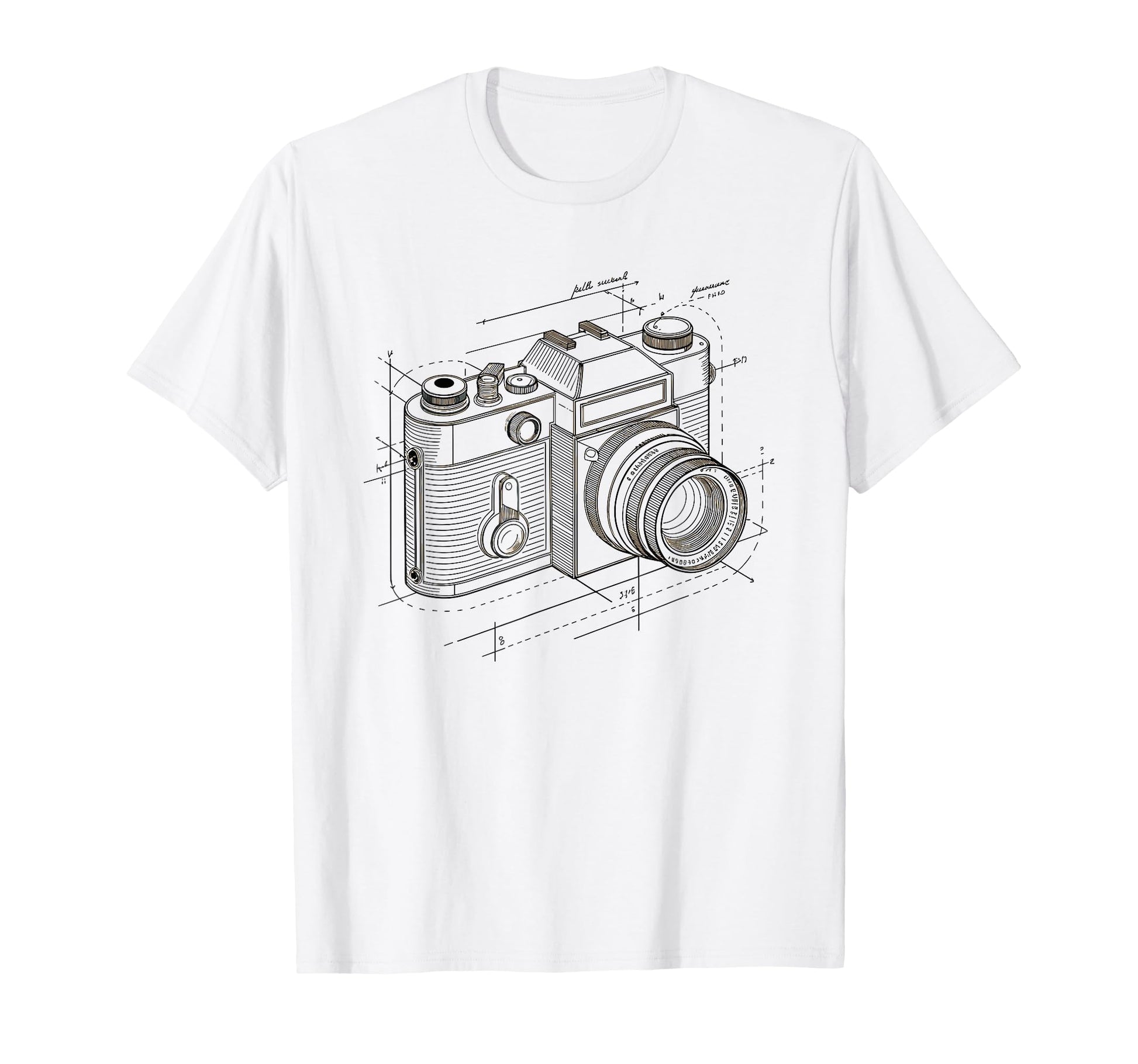 Exploded Camera Diagram Schematic Art T-Shirt - Custom Art Print Men Women - T-Shirt, Sweatshirt, Hoodie