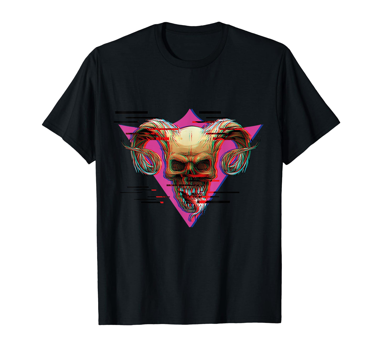 Demon Oni Mask Glitch Aesthetic Japan T-Shirt - Novelty Apparel Unisex - T-Shirt, Sweatshirt, Hoodie