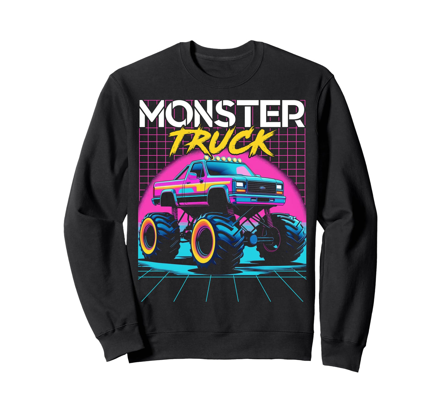 Vaporwave Aesthetic Monster Truck Sweatshirt - Graphic Print Men Women - T-Shirt, Sweatshirt, Hoodie