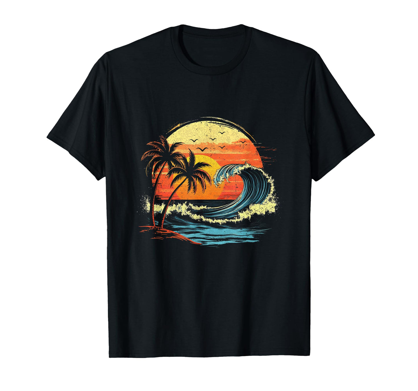 Sunset Tropical Beach Palm Tree T-Shirt - Streetwear Style for Adults - T-Shirt, Sweatshirt, Hoodie
