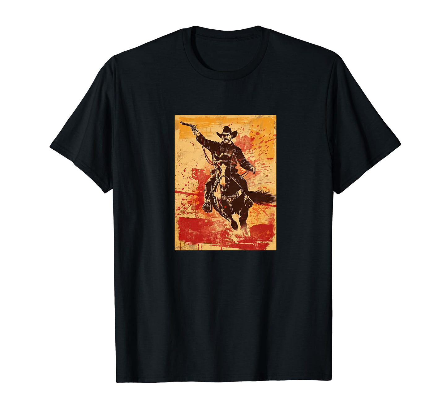 Western Cowboy Horseback T-Shirt - Minimalist Print Men Women - T-Shirt, Sweatshirt, Hoodie