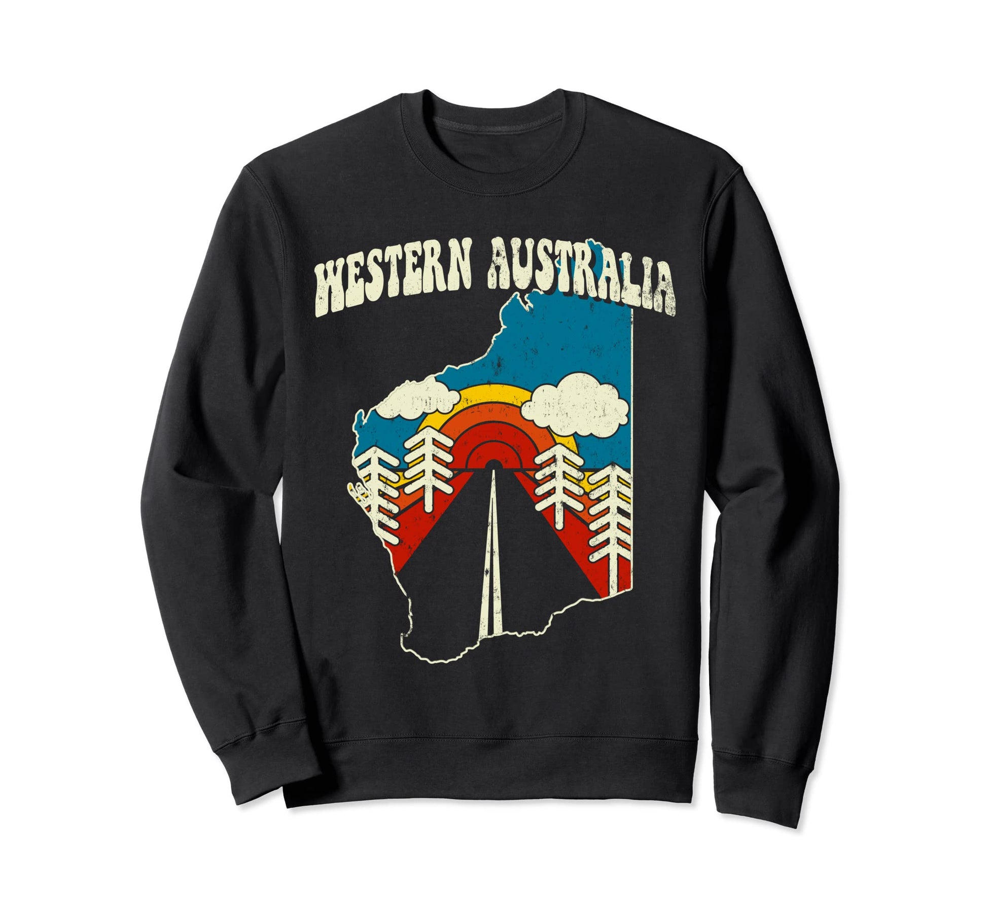 Western Australia State Rainbow Hippie Sweatshirt - Trendy Graphic Unisex - T-Shirt, Sweatshirt, Hoodie