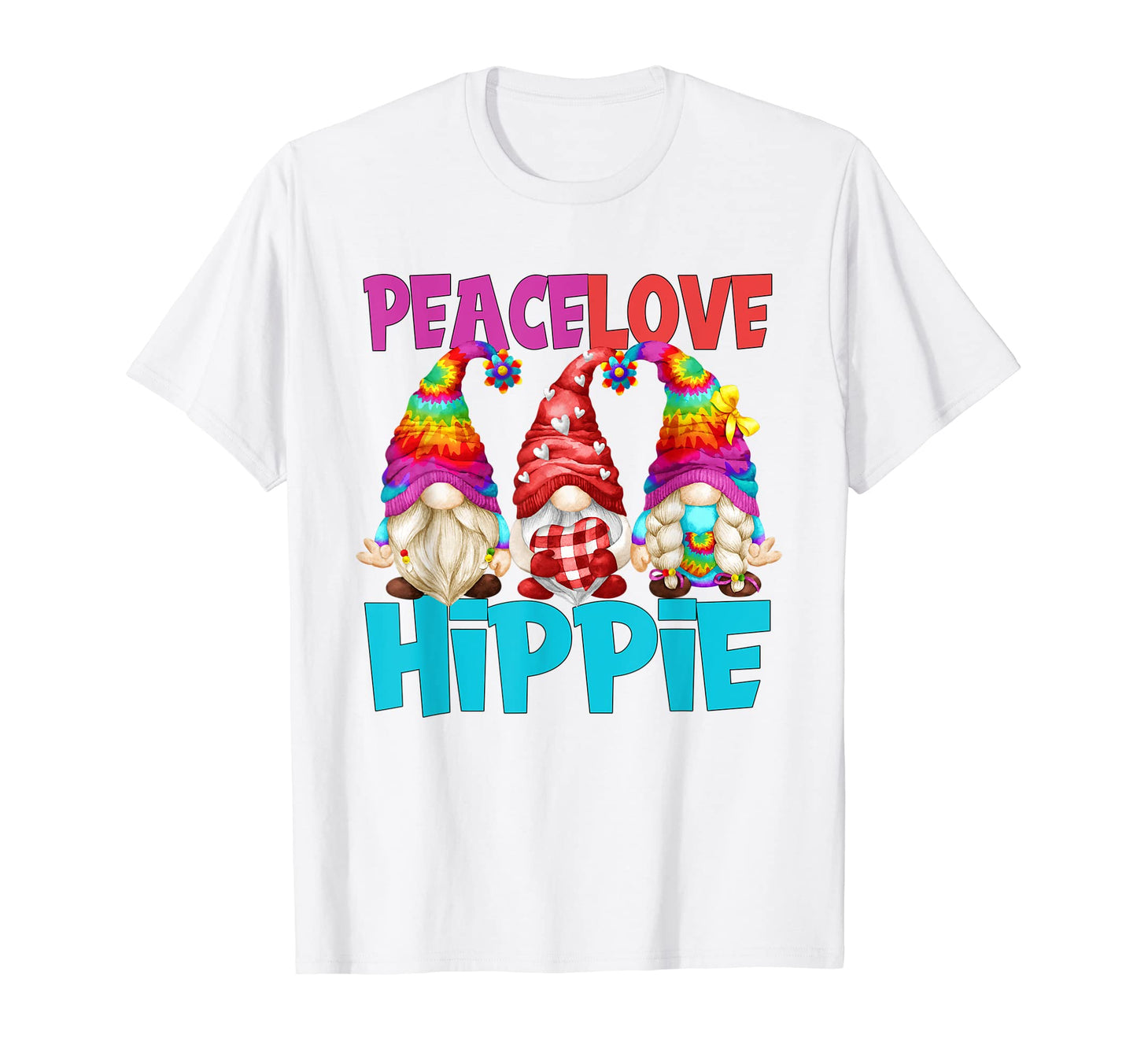 Funny Tie Dye 60S 70S Gnomes Peace T-Shirt - Trendy Graphic for Adults - T-Shirt, Sweatshirt, Hoodie