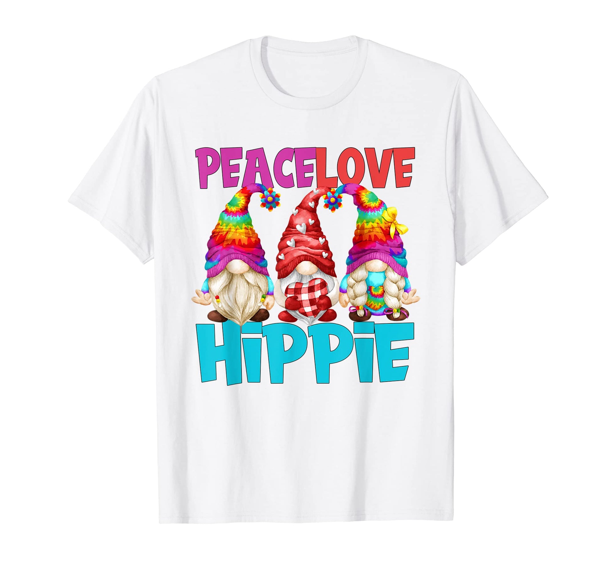 Funny Tie Dye 60S 70S Gnomes Peace T-Shirt - Trendy Graphic for Adults - T-Shirt, Sweatshirt, Hoodie