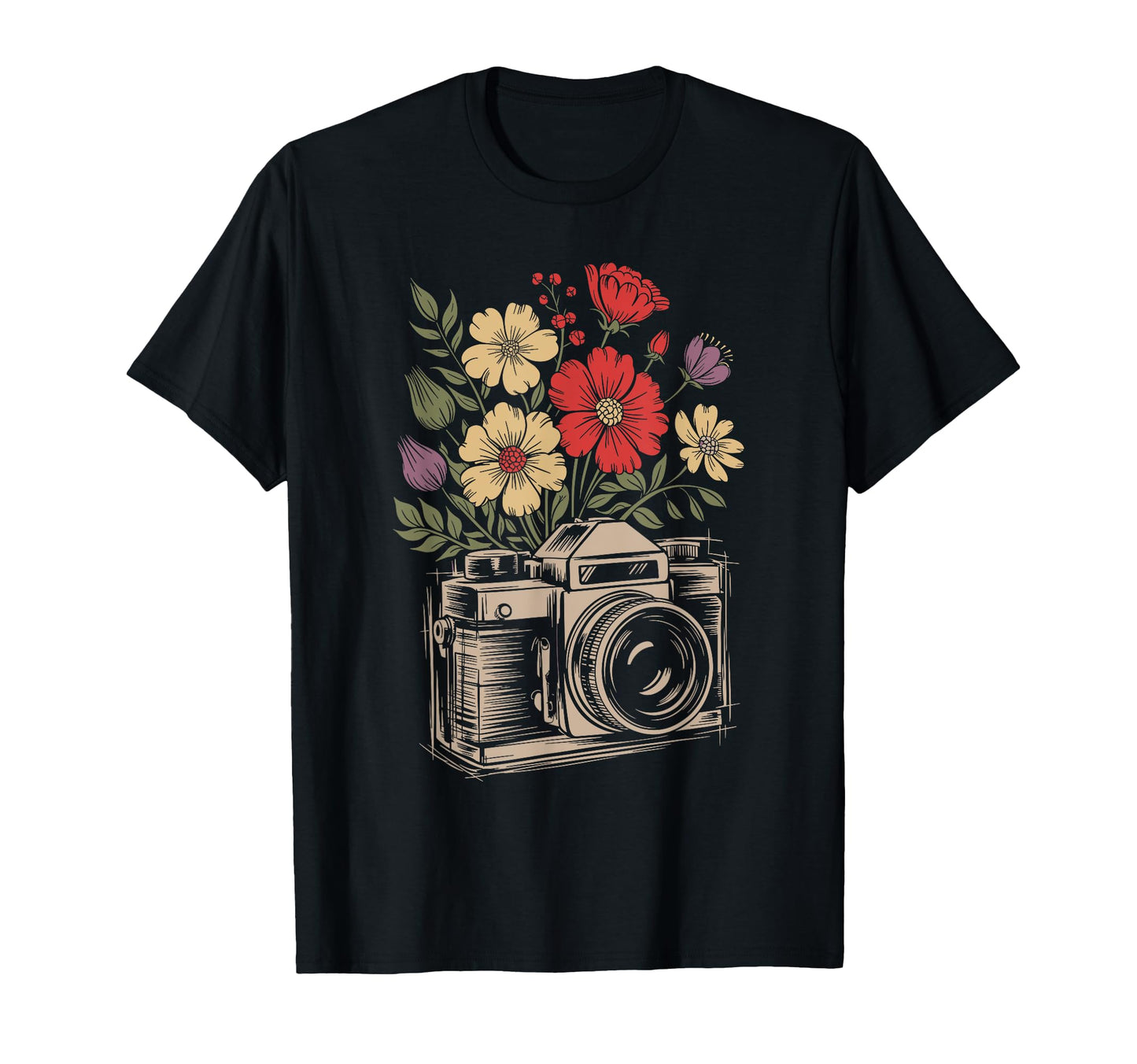 Camera Photography Art Floral T-Shirt - Trendy Graphic Men Women - T-Shirt, Sweatshirt, Hoodie