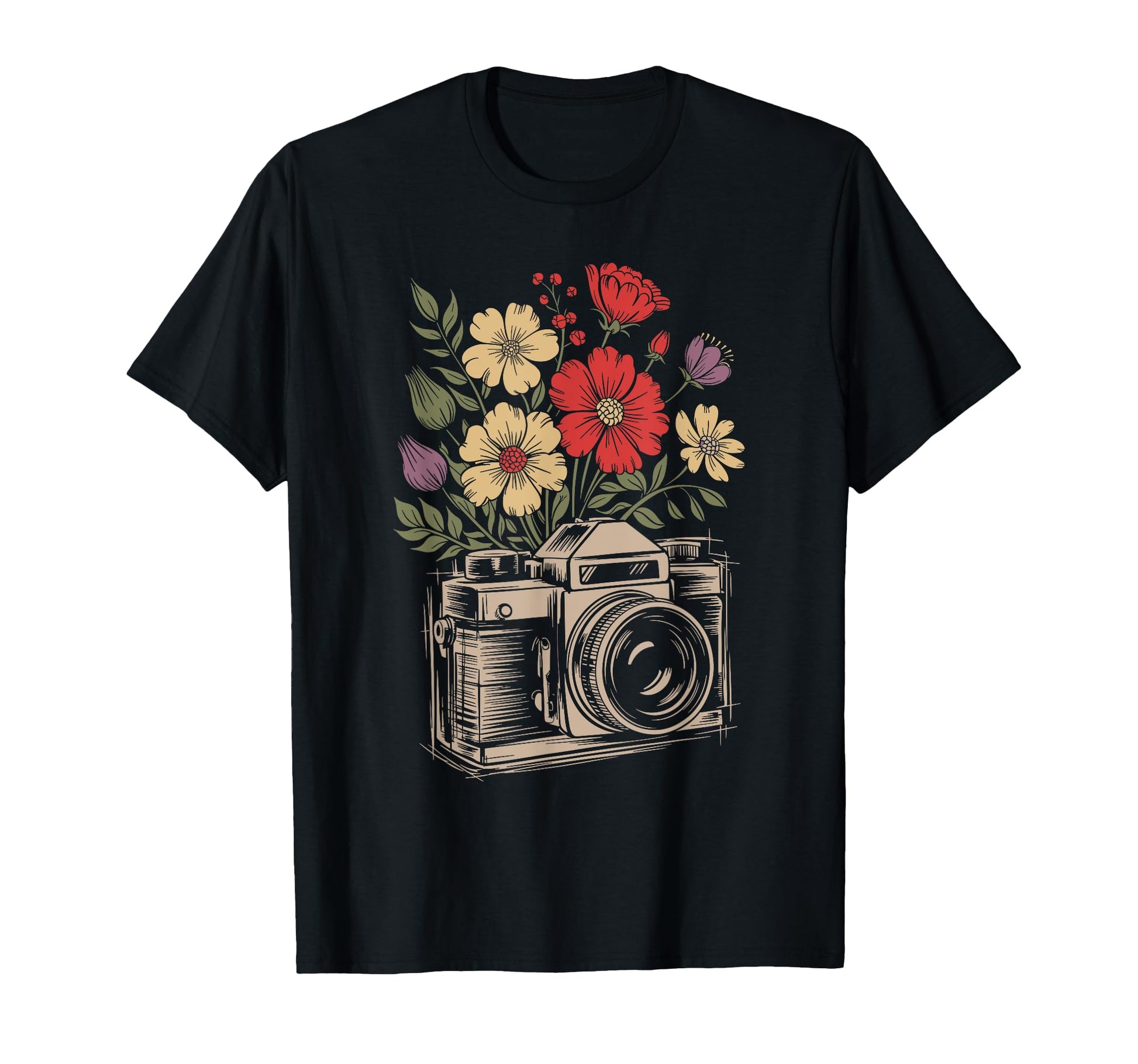 Camera Photography Art Floral T-Shirt - Trendy Graphic Men Women - T-Shirt, Sweatshirt, Hoodie