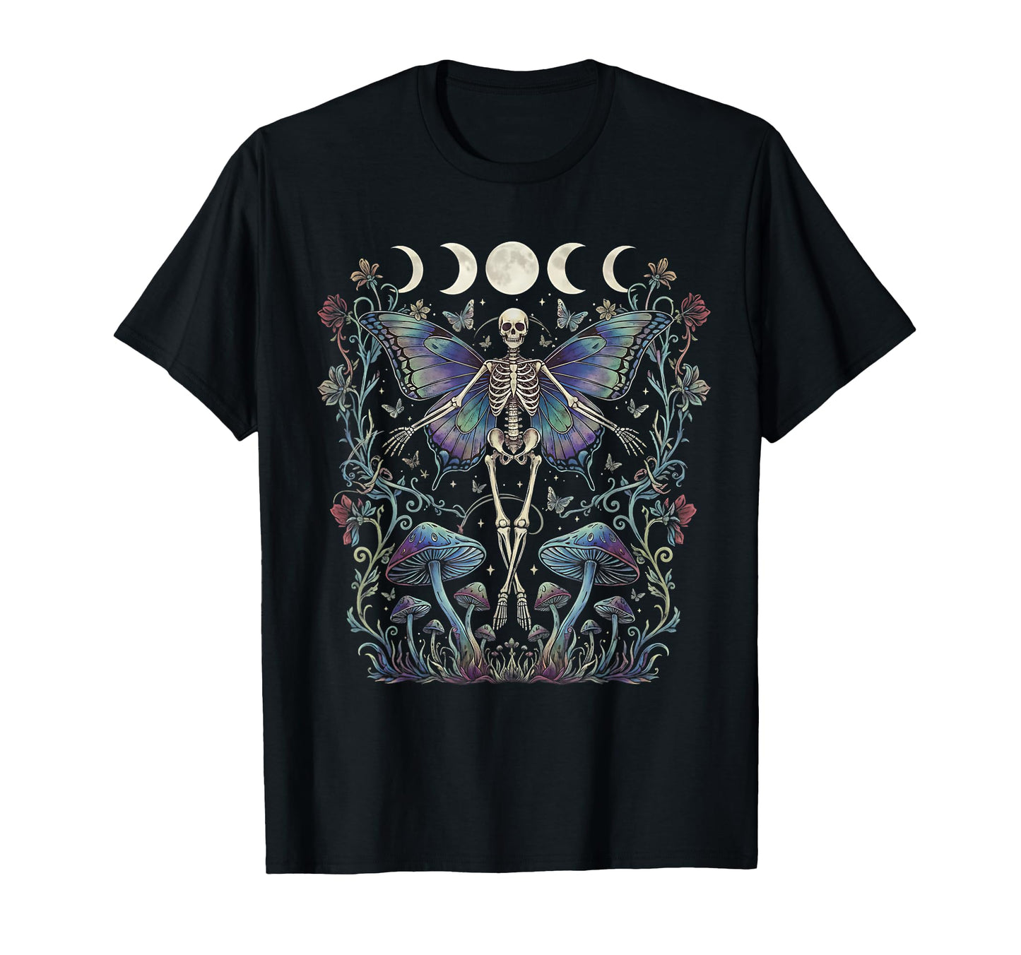 Y2K Fairy Grunge Skeleton Mushroom T-Shirt - Custom Art Print Men Women - T-Shirt, Sweatshirt, Hoodie