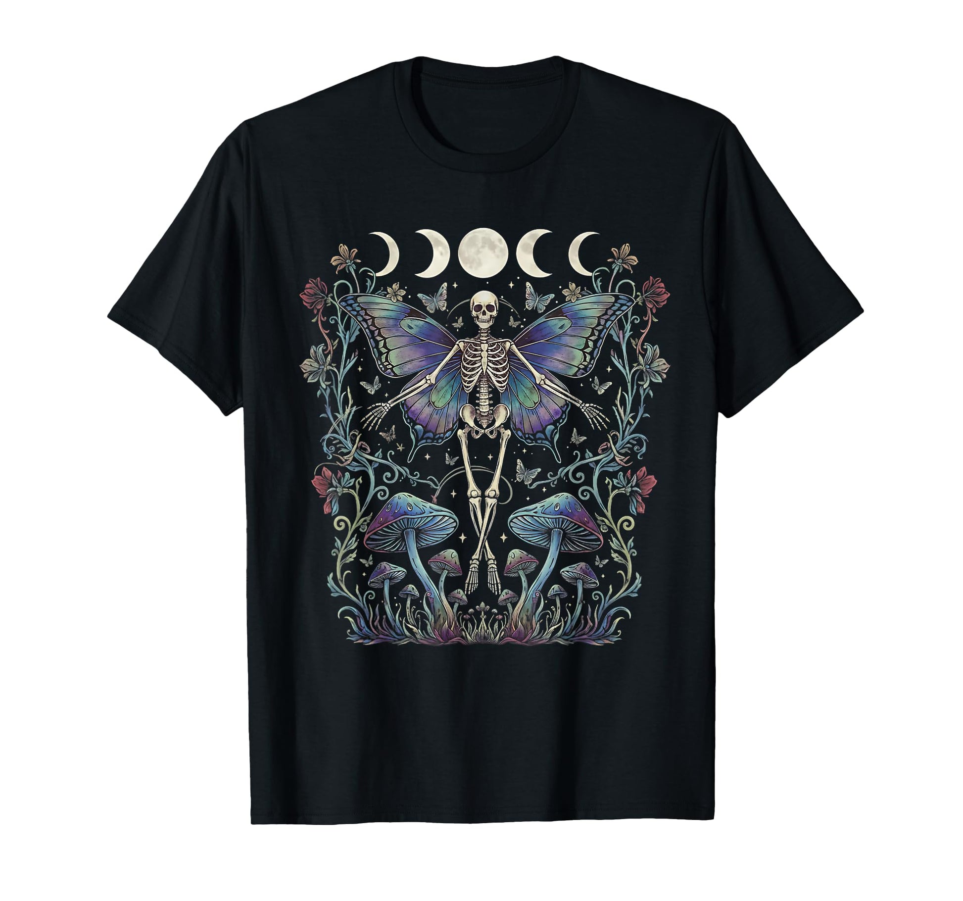 Y2K Fairy Grunge Skeleton Mushroom T-Shirt - Custom Art Print Men Women - T-Shirt, Sweatshirt, Hoodie