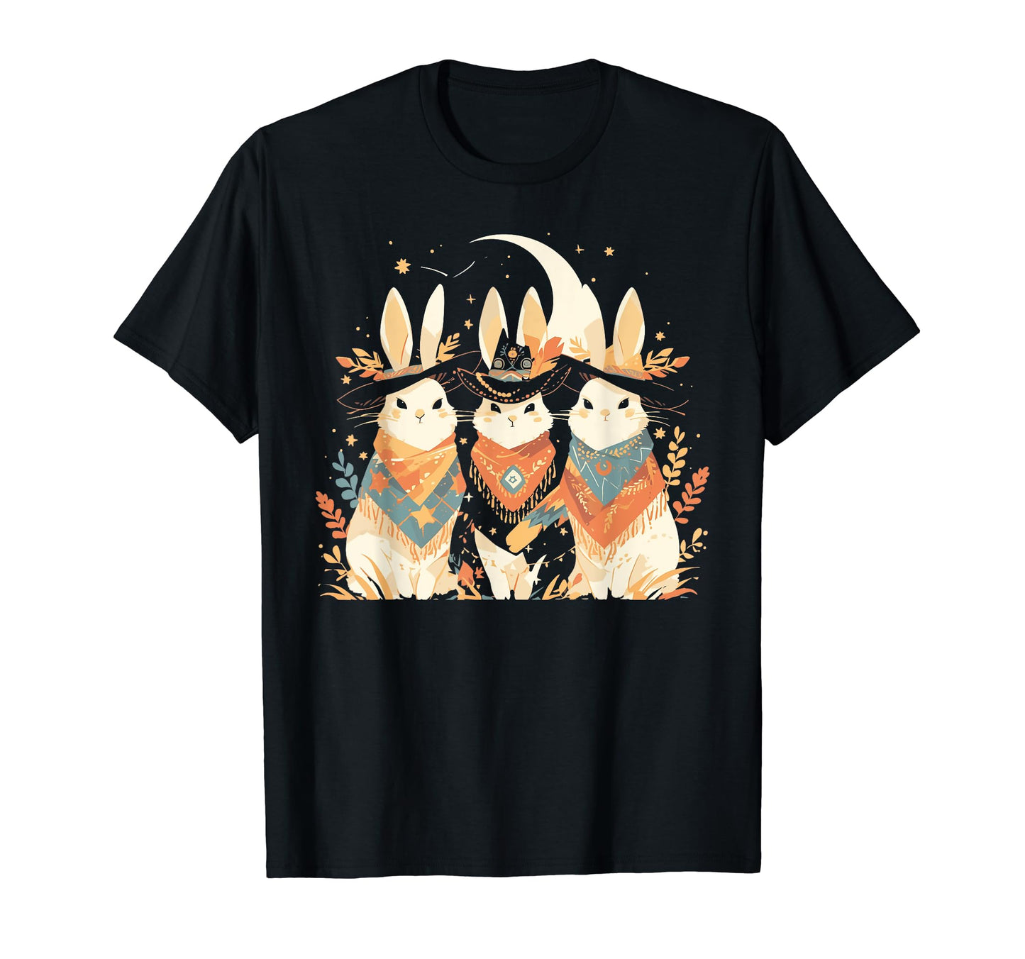 Rabbit Howling Moon Cowboy Funny T-Shirt - Unique Graphic Men Women - T-Shirt, Sweatshirt, Hoodie