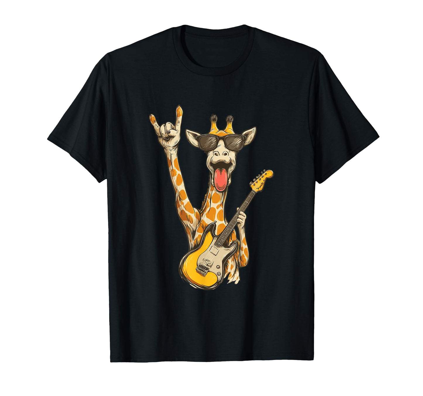 Funny Giraffe Rock Music Sunglasses Guitar T-Shirt - Graphic Print Unisex - T-Shirt, Sweatshirt, Hoodie
