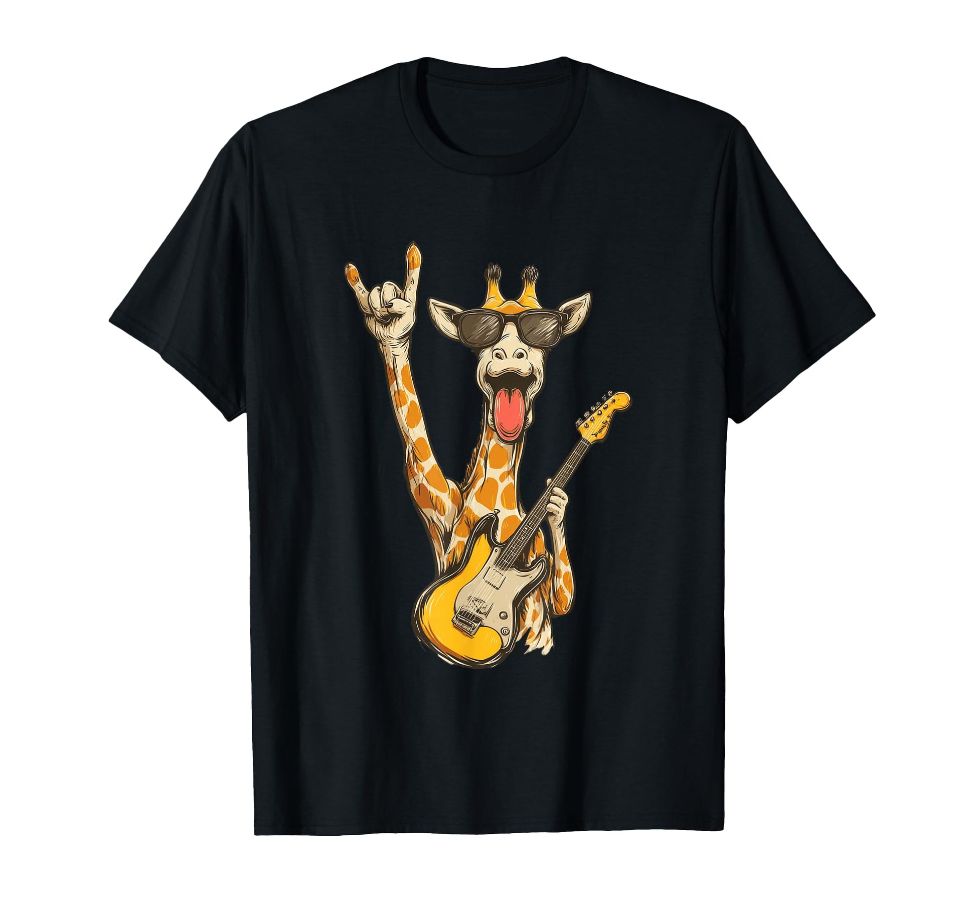 Funny Giraffe Rock Music Sunglasses Guitar T-Shirt - Graphic Print Unisex - T-Shirt, Sweatshirt, Hoodie