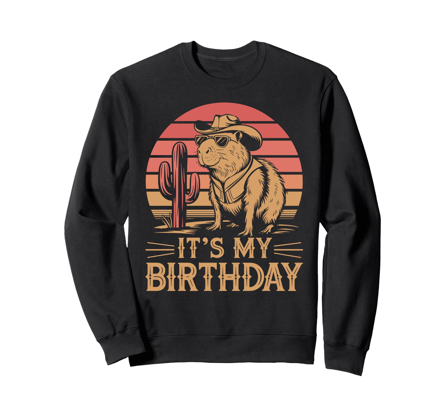Capybara Cowboy Funny Western Birthday Sweatshirt - Custom Art Print Unisex - T-Shirt, Sweatshirt, Hoodie