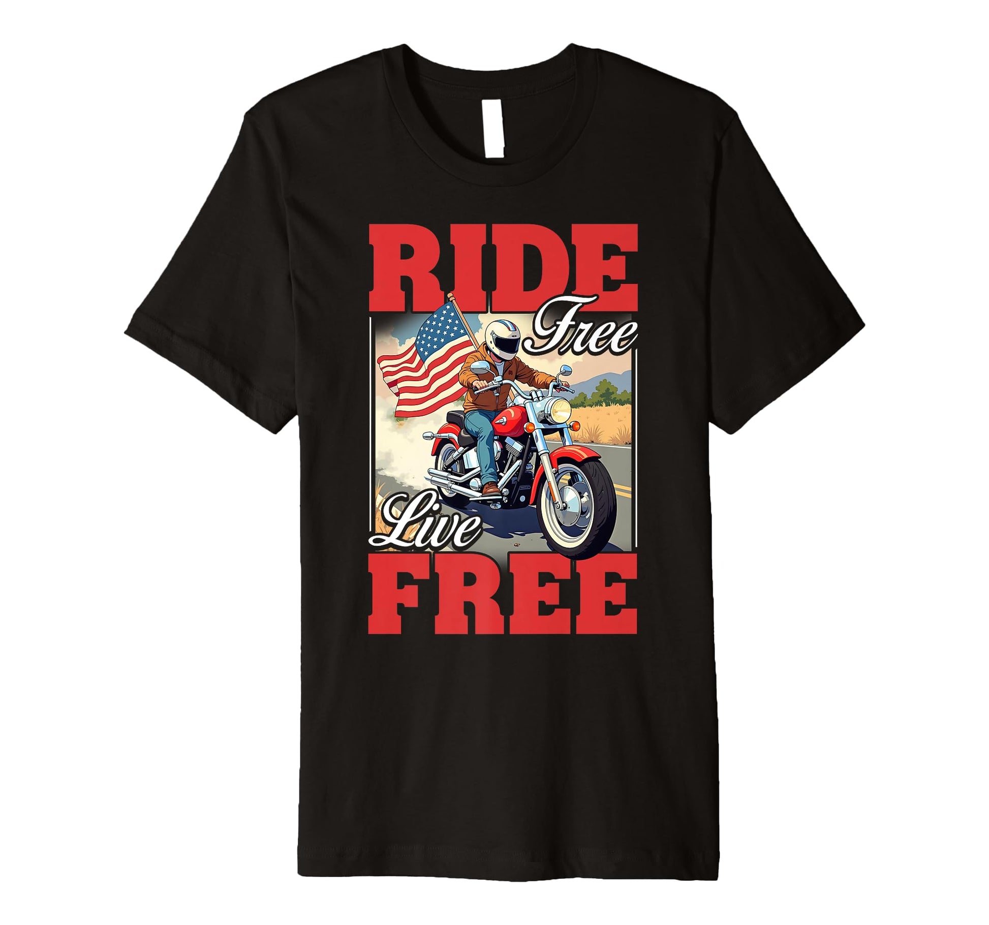 Motorcycle Ride Free Live Free T-Shirt - Trendy Graphic Unisex - T-Shirt, Sweatshirt, Hoodie