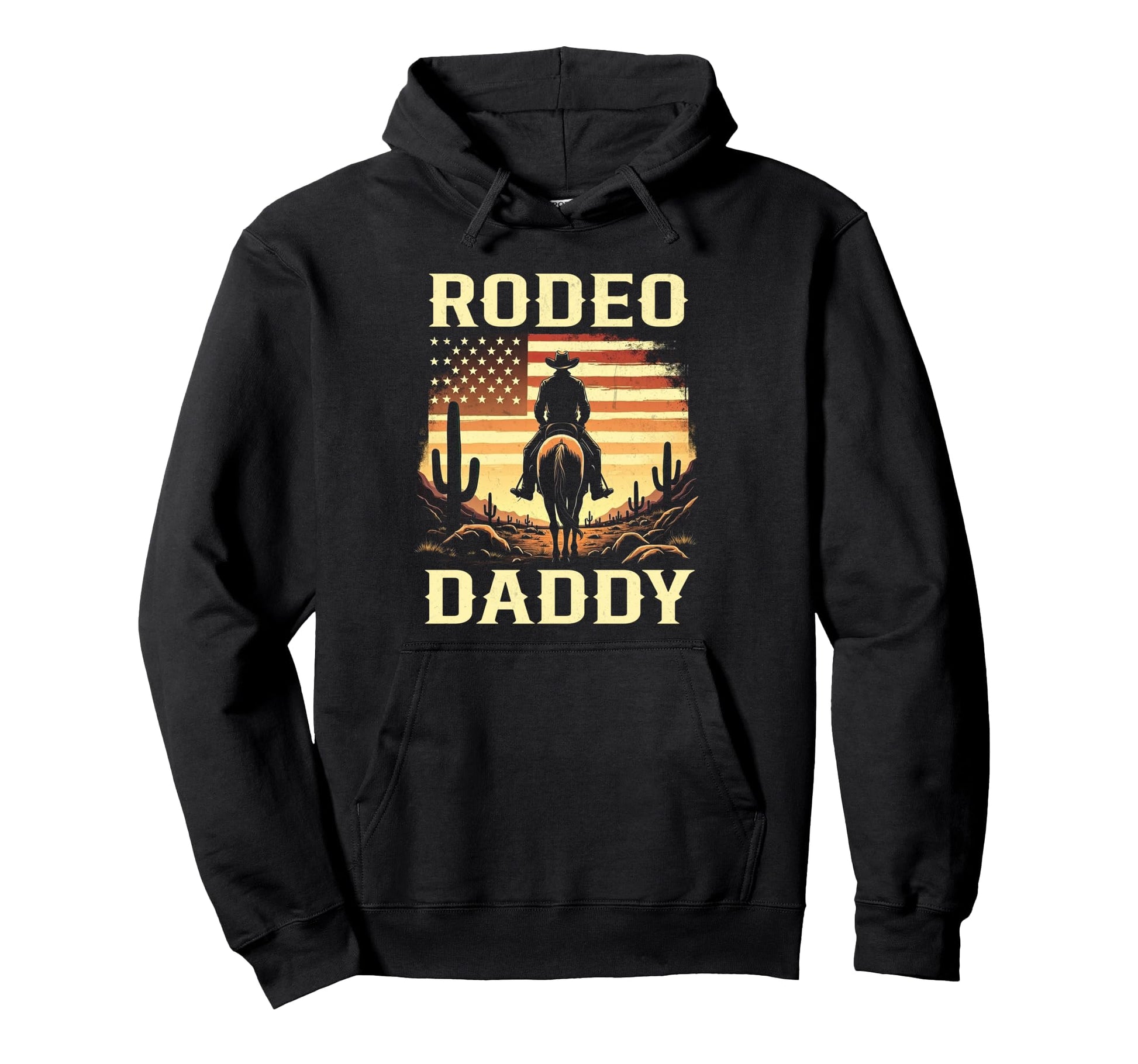 Rodeo Daddy Cowboy Horseback Western Hoodie - Custom Art Print for Adults - T-Shirt, Sweatshirt, Hoodie