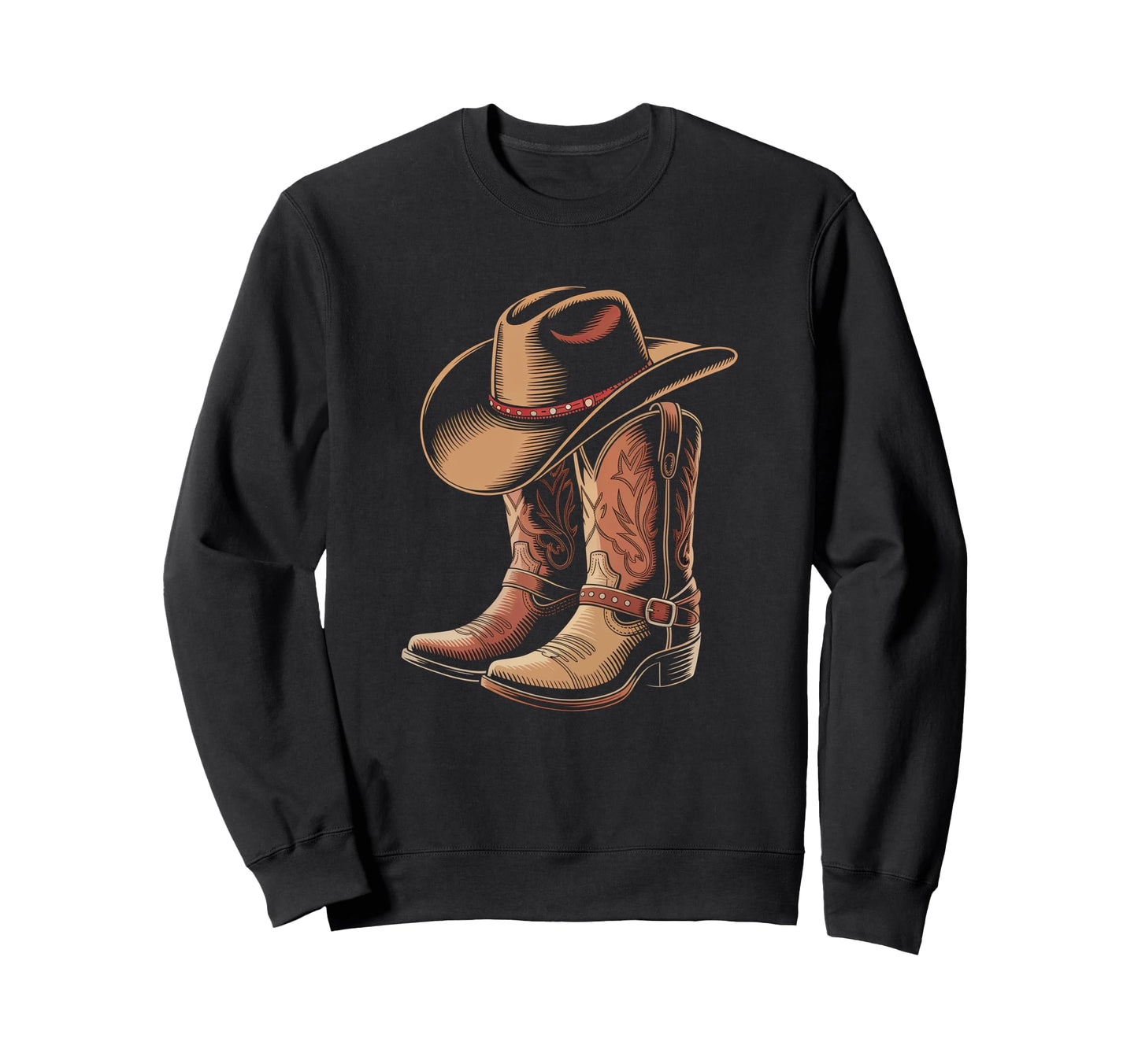 Cowboy Boots Western Country Cowgirl Sweatshirt - Trendy Graphic Unisex - T-Shirt, Sweatshirt, Hoodie