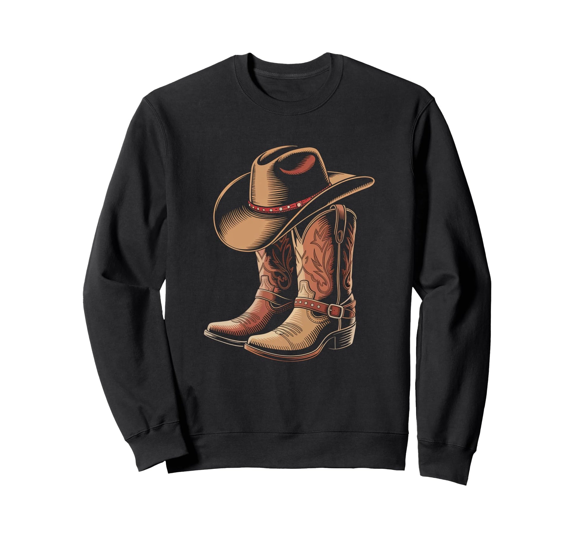 Cowboy Boots Western Country Cowgirl Sweatshirt - Trendy Graphic Unisex - T-Shirt, Sweatshirt, Hoodie