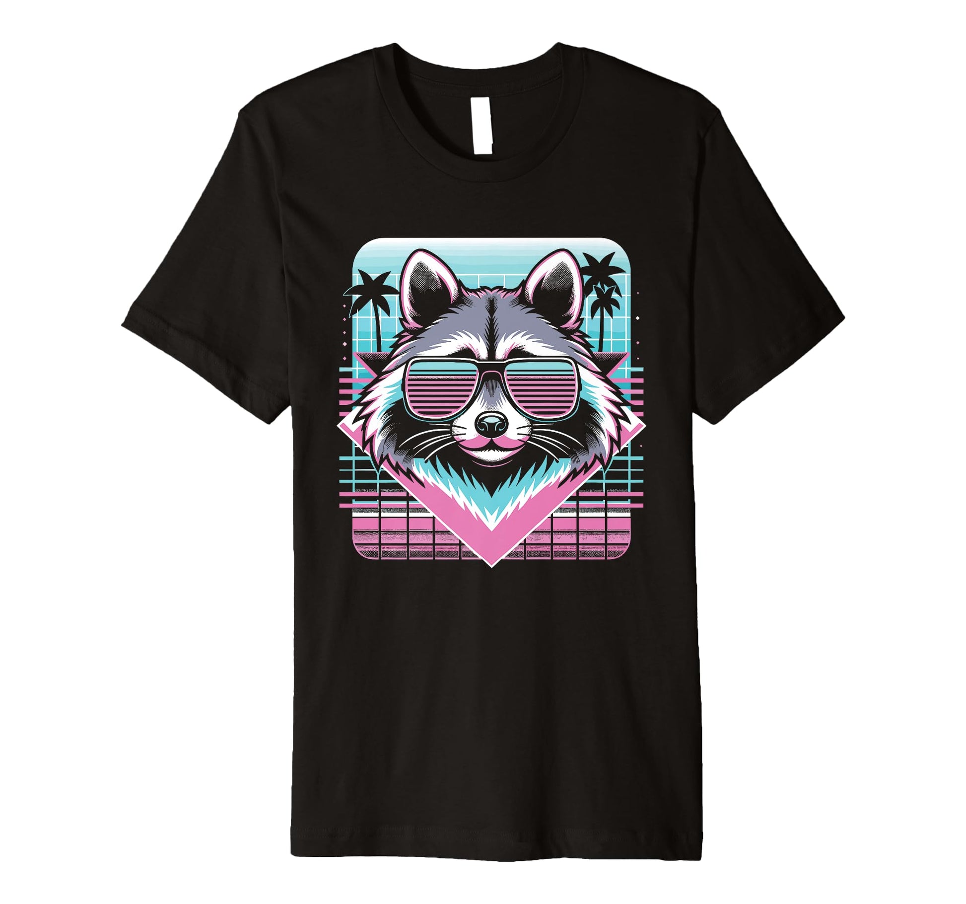 Raccoon Sunglasses 80S Aesthetic T-Shirt - Custom Art Print Unisex - T-Shirt, Sweatshirt, Hoodie