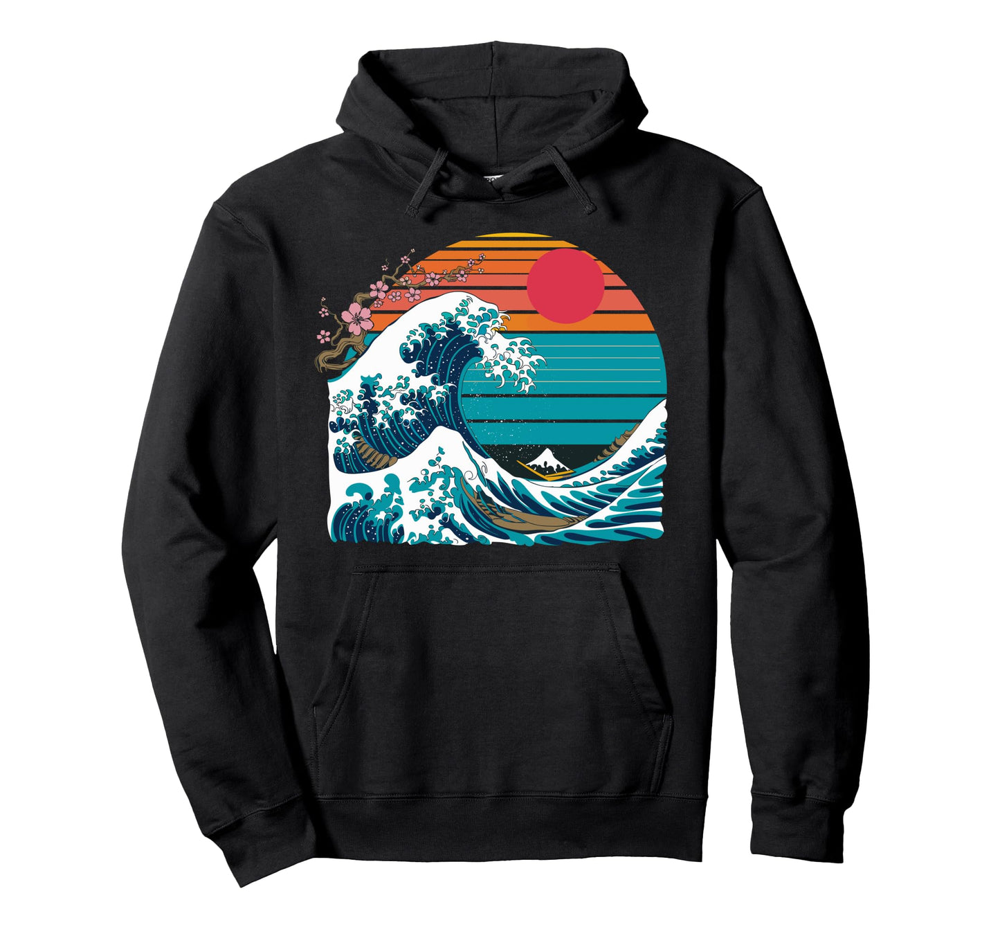 Big Wave Vaporwave Aesthetic 80S Hoodie - Aesthetic Graphic for Adults - T-Shirt, Sweatshirt, Hoodie