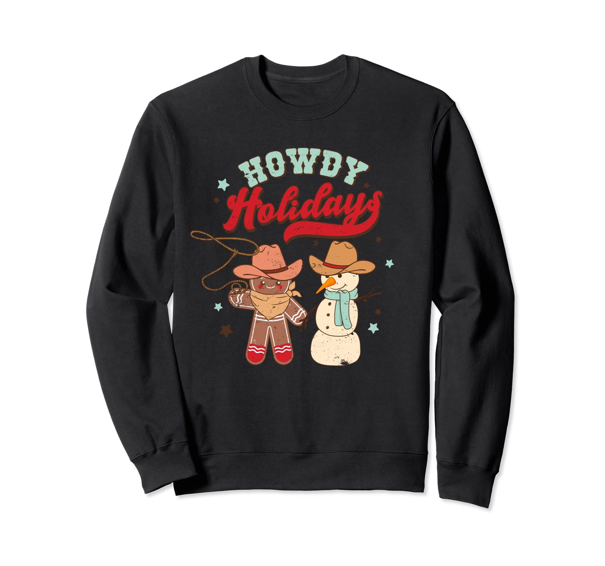 Howdy Holiday Cowboy Santa Western Sweatshirt - Custom Art Print for Adults - T-Shirt, Sweatshirt, Hoodie