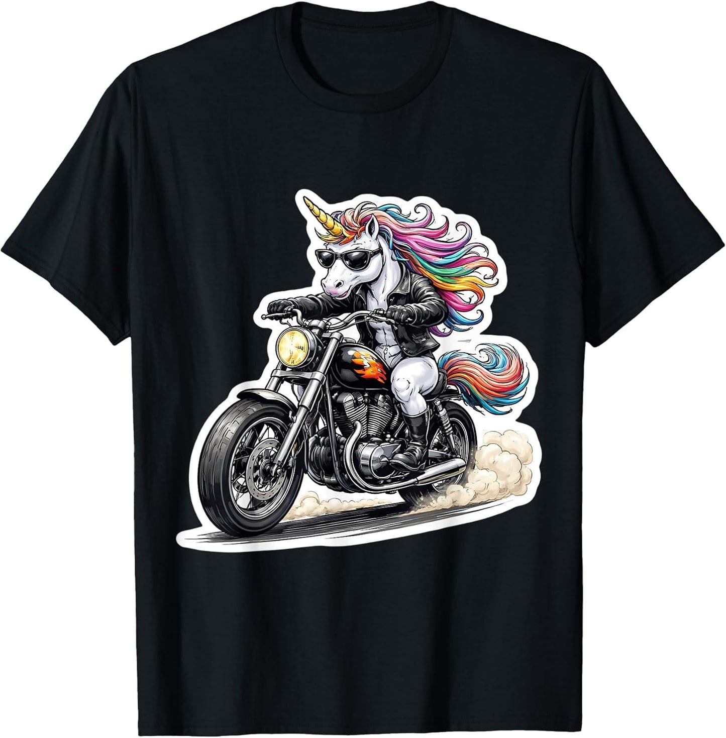 Cool Unicorn Riding Classic Motorcycle Merch - Adult & Kids T-Shirts, Sweatshirts & Hoodies apparel design preview 1