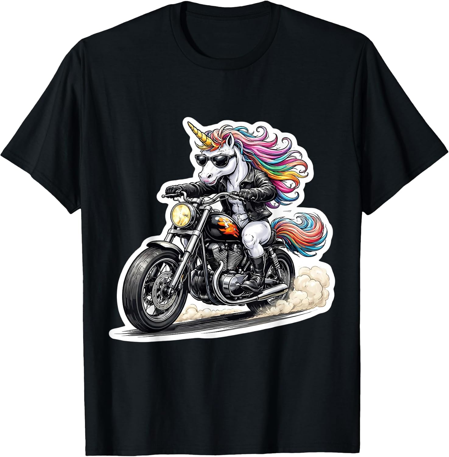 Cool Unicorn Riding Classic Motorcycle Merch - Adult & Kids T-Shirts, Sweatshirts & Hoodies apparel design preview 1