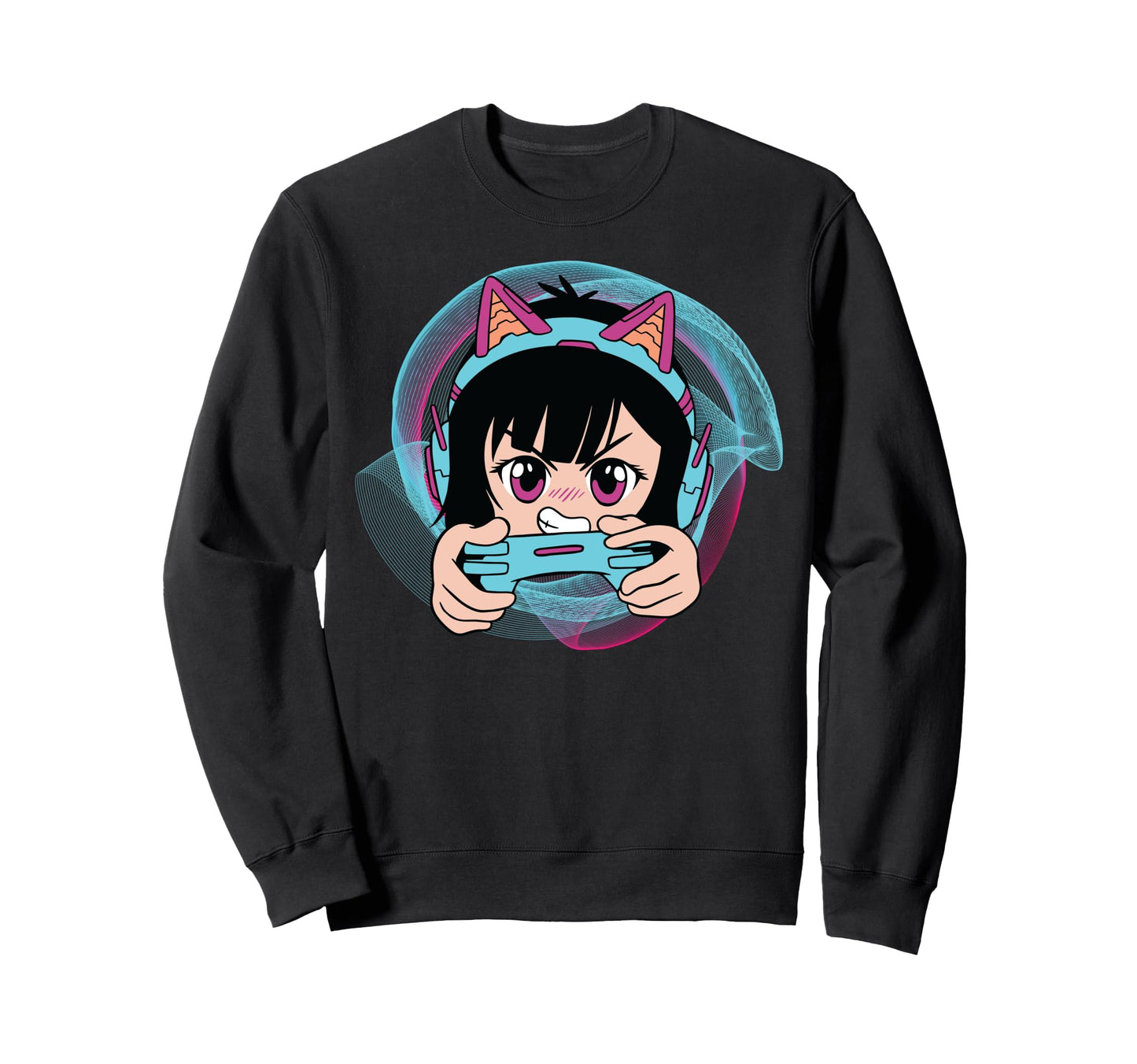 Anime Gamer Vaporwave Japanese Sweatshirt - Aesthetic Graphic for Adults - T-Shirt, Sweatshirt, Hoodie