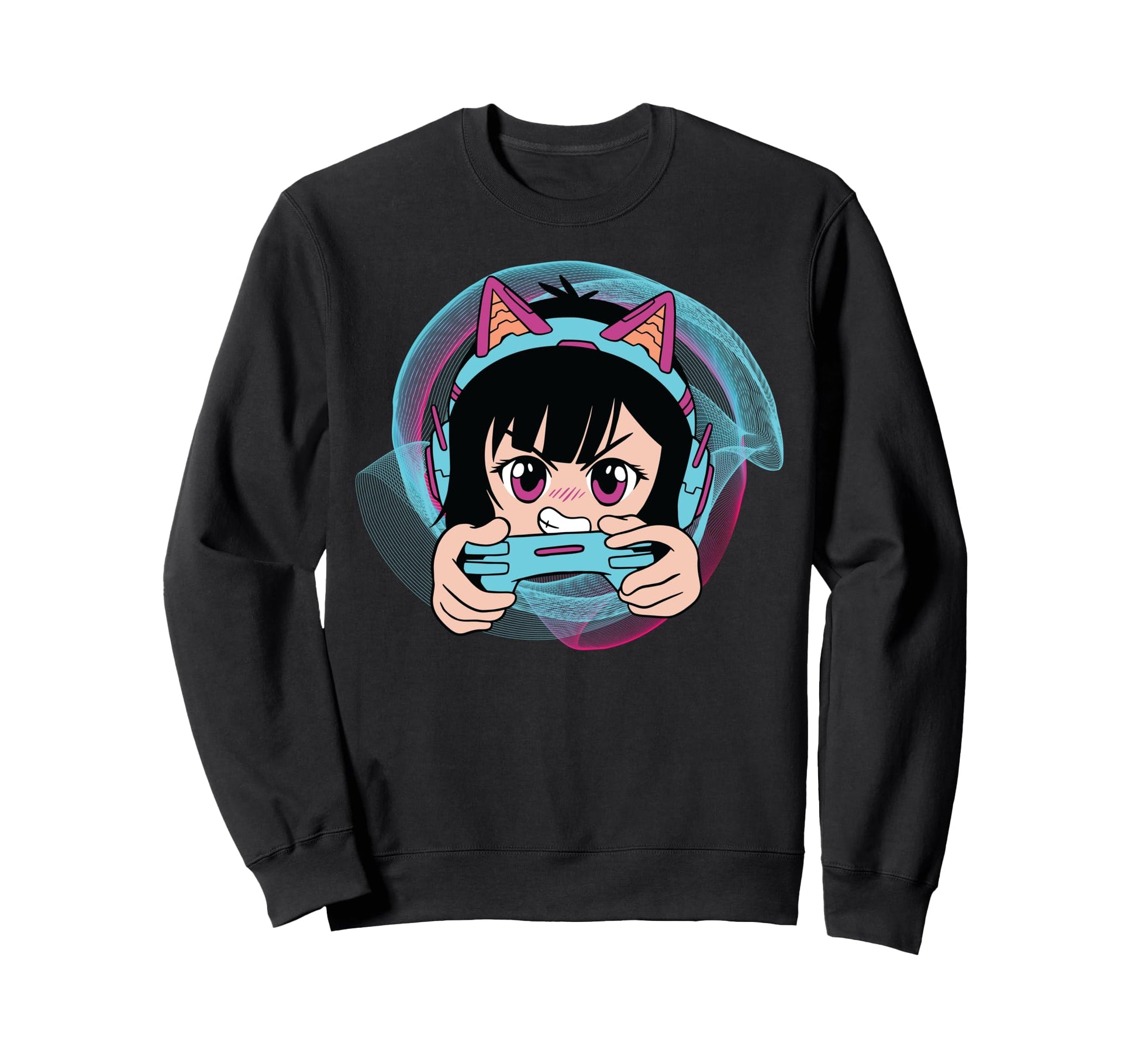 Anime Gamer Vaporwave Japanese Sweatshirt - Aesthetic Graphic for Adults - T-Shirt, Sweatshirt, Hoodie