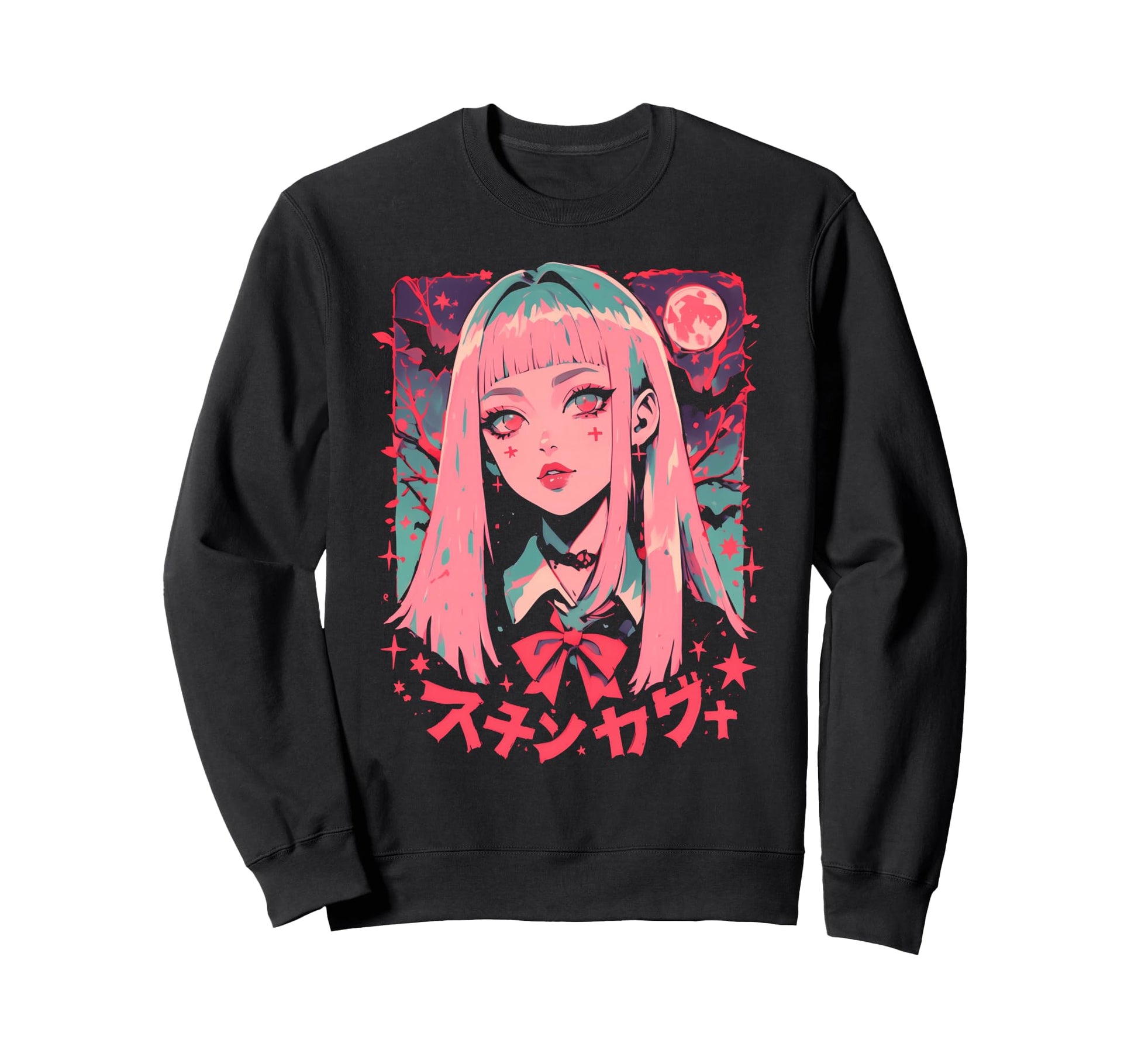 Goth Grunge Demon Anime Waifu Horror Sweatshirt - Unique Graphic Men Women - T-Shirt, Sweatshirt, Hoodie