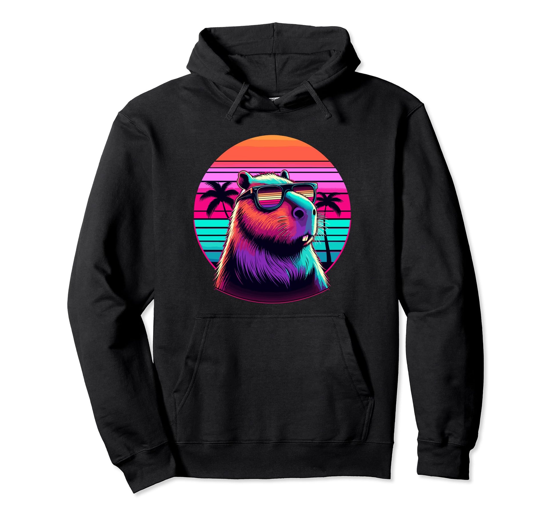 Funny Capybara Rodent Vaporwave Hoodie - Graphic Print for Adults - T-Shirt, Sweatshirt, Hoodie