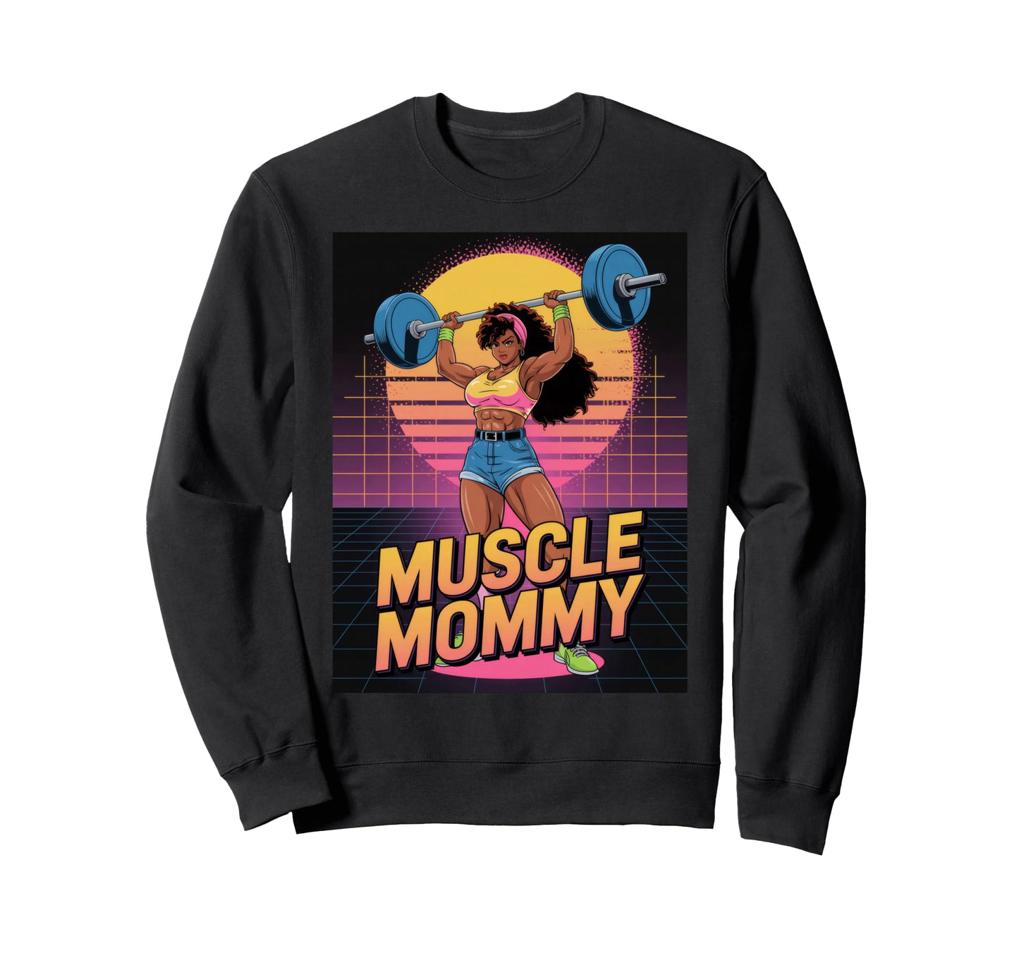 Anime Muscle Mommy Weightlifting Sweatshirt - Novelty Apparel for Adults - T-Shirt, Sweatshirt, Hoodie