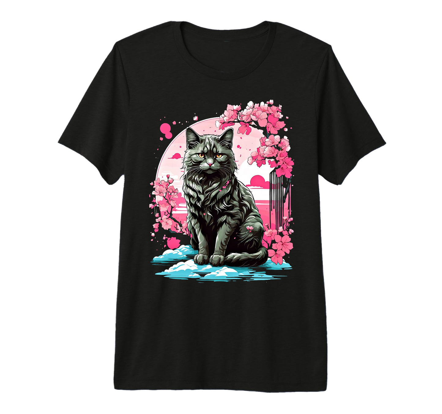 Anime Cat Japanese Vaporwave Aesthetic T-Shirt - Unique Graphic Unisex - T-Shirt, Sweatshirt, Hoodie