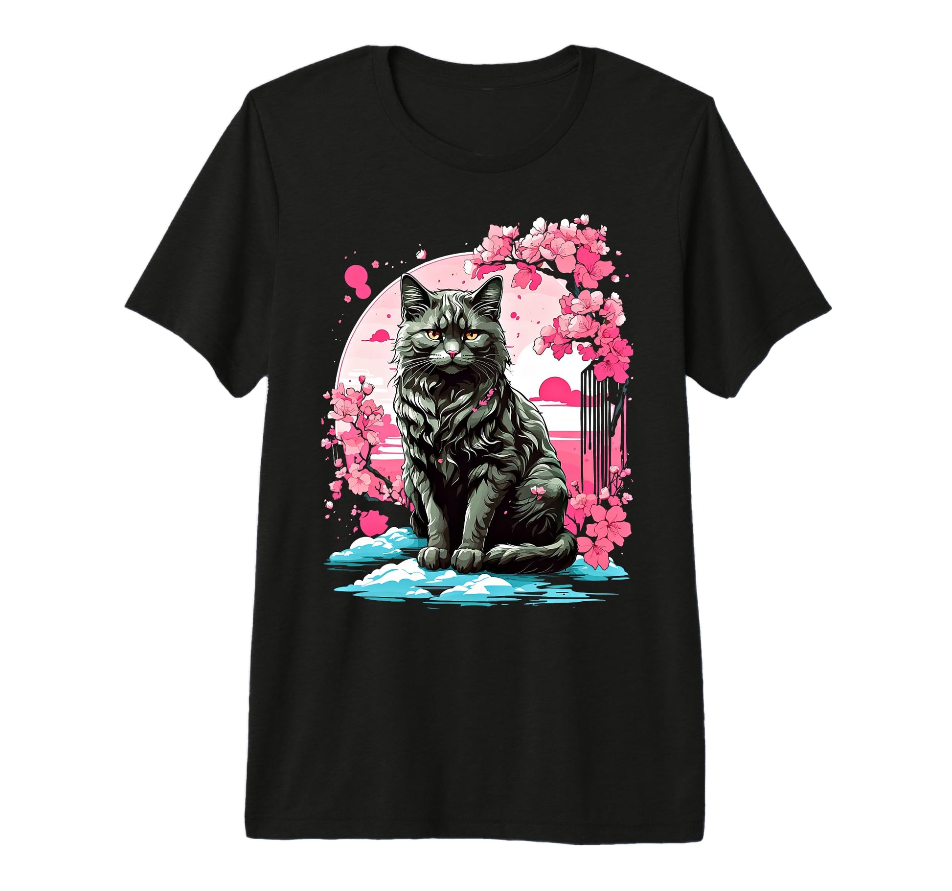 Anime Cat Japanese Vaporwave Aesthetic T-Shirt - Unique Graphic Unisex - T-Shirt, Sweatshirt, Hoodie