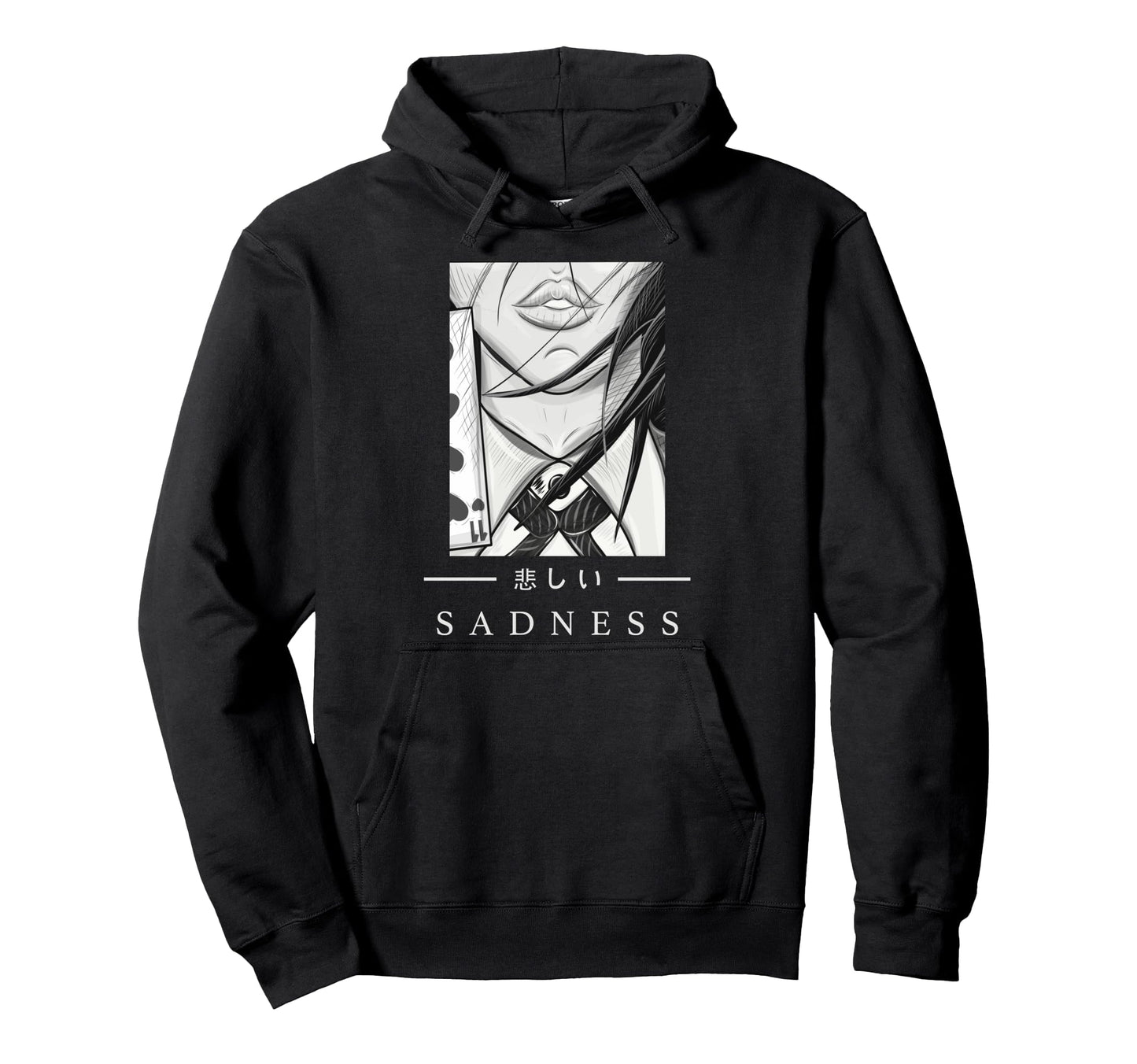 Anime Sad Japanese Art Aesthetic Hoodie - Custom Art Print for Adults - T-Shirt, Sweatshirt, Hoodie