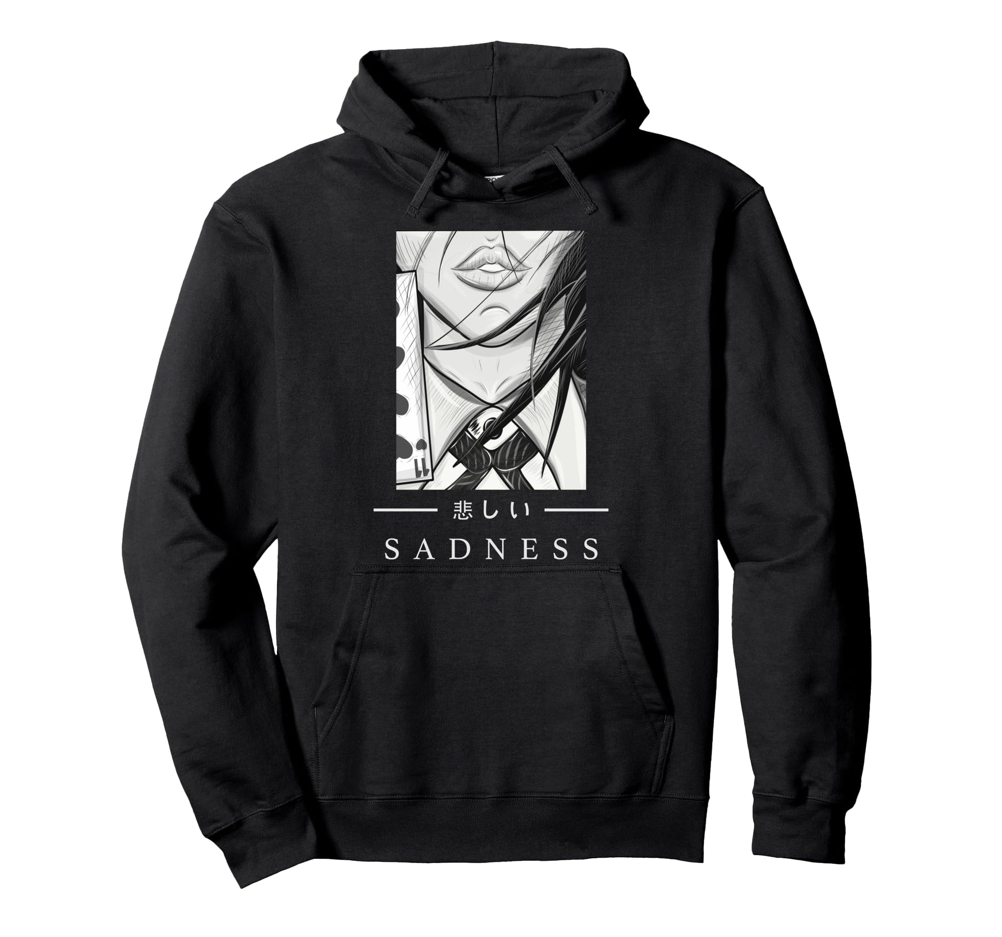 Anime Sad Japanese Art Aesthetic Hoodie - Custom Art Print for Adults - T-Shirt, Sweatshirt, Hoodie