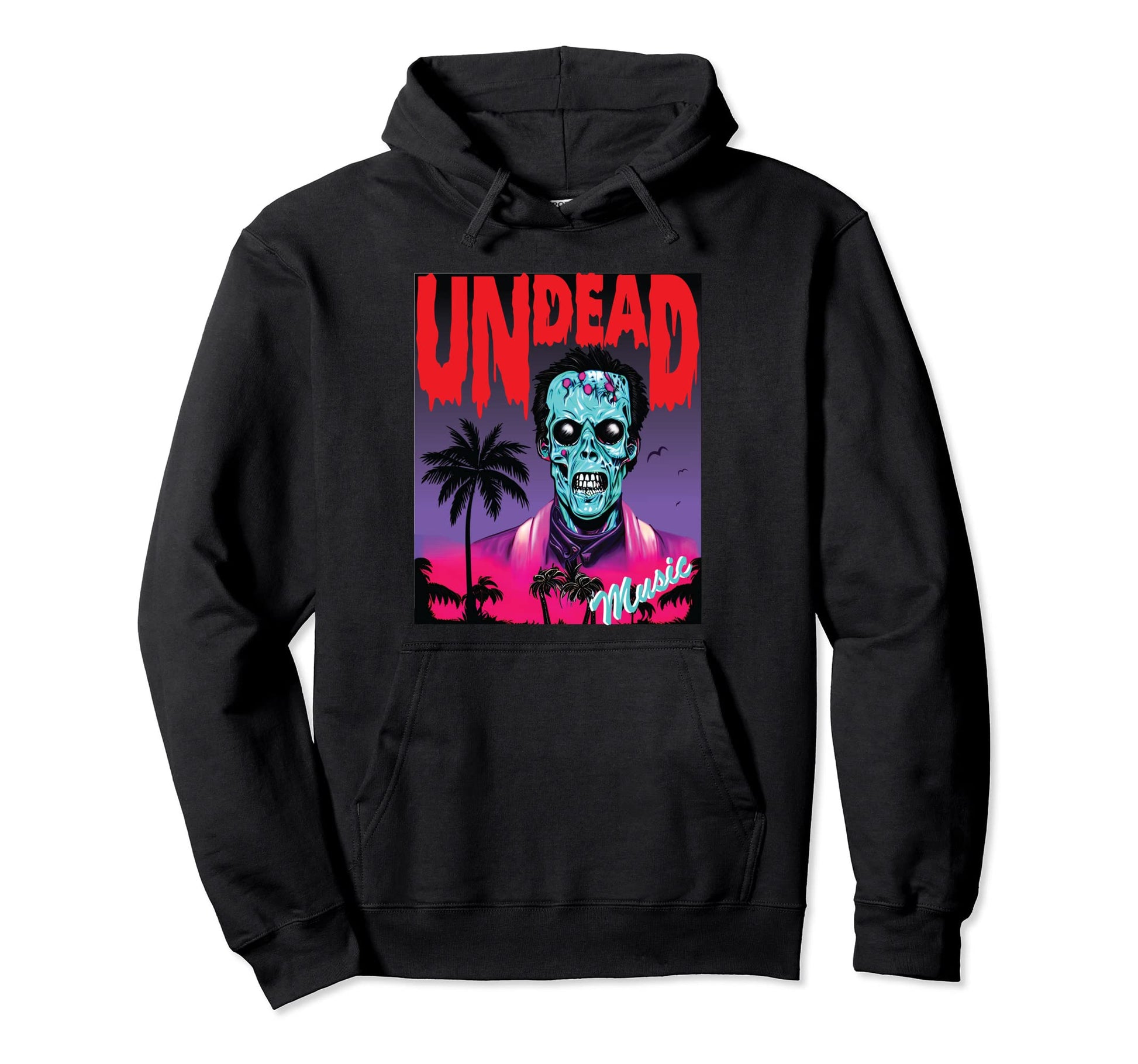 Undead Music Synthwave Vaporwave Aesthetic Hoodie - Graphic Print Unisex - T-Shirt, Sweatshirt, Hoodie