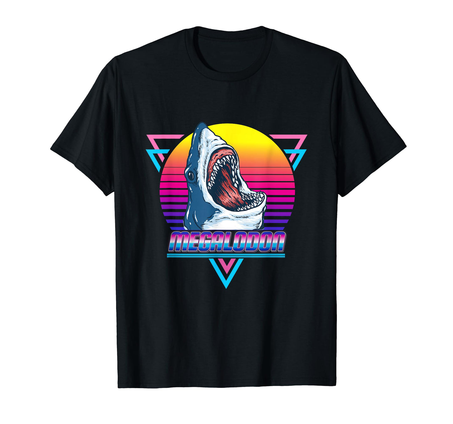 Megalodon Shark Lover Synthwave T-Shirt - Custom Art Print Unisex - T-Shirt, Sweatshirt, Hoodie