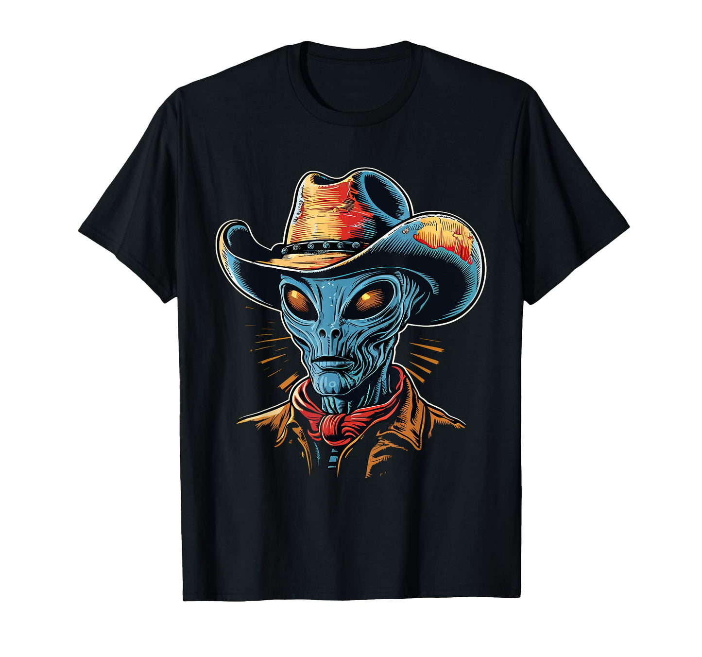 Alien Alien Cowboy Hat T-Shirt - Aesthetic Graphic for Adults - T-Shirt, Sweatshirt, Hoodie