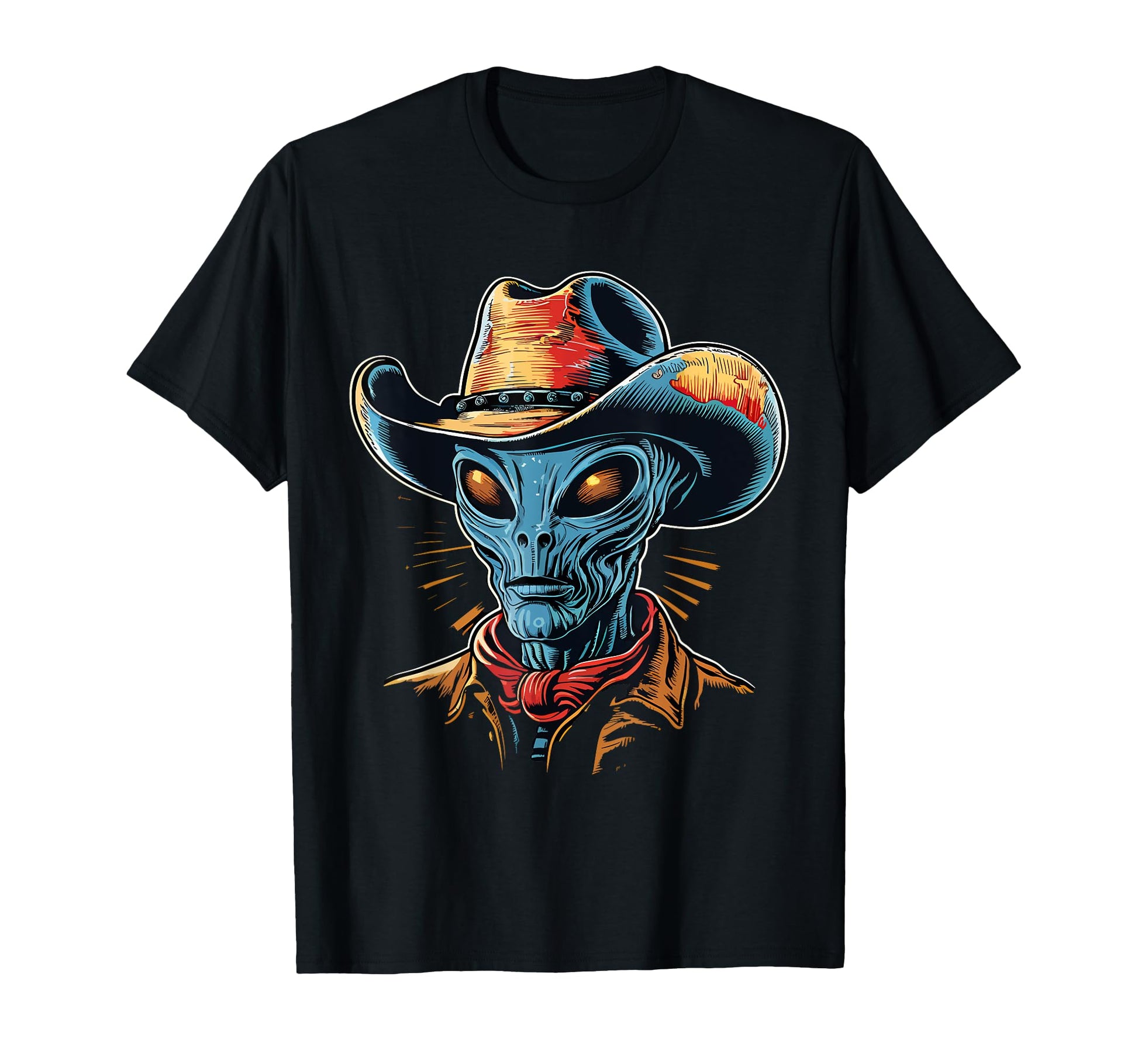 Alien Alien Cowboy Hat T-Shirt - Aesthetic Graphic for Adults - T-Shirt, Sweatshirt, Hoodie