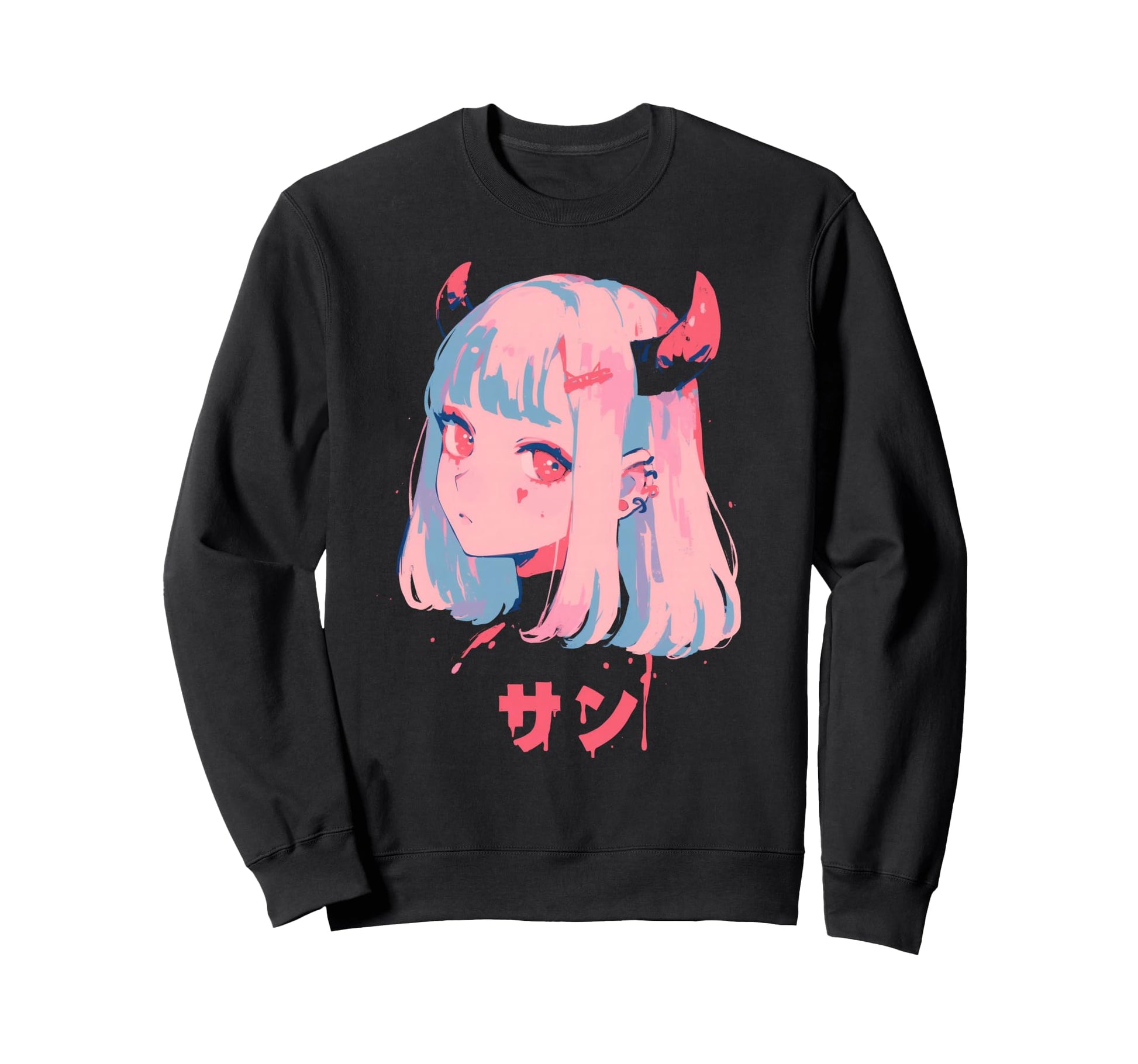 Goth Grunge Demon Anime Waifu Sweatshirt - Novelty Apparel for Adults - T-Shirt, Sweatshirt, Hoodie