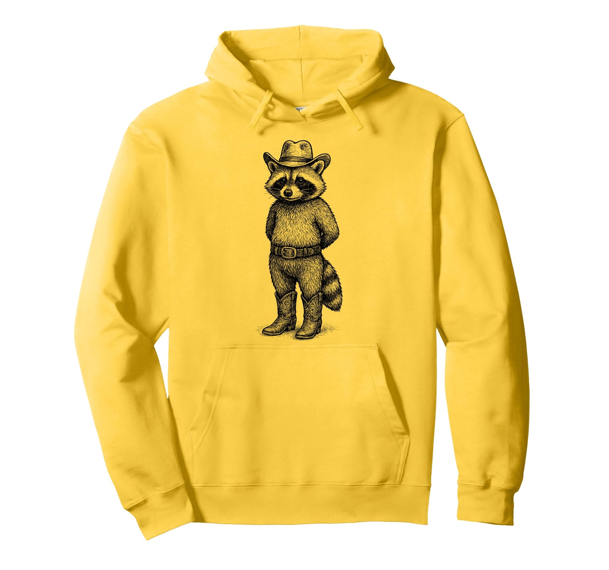 Raccoon Cowboy Cowgirl Funny Animal Hoodie - Unique Graphic Men Women - T-Shirt, Sweatshirt, Hoodie