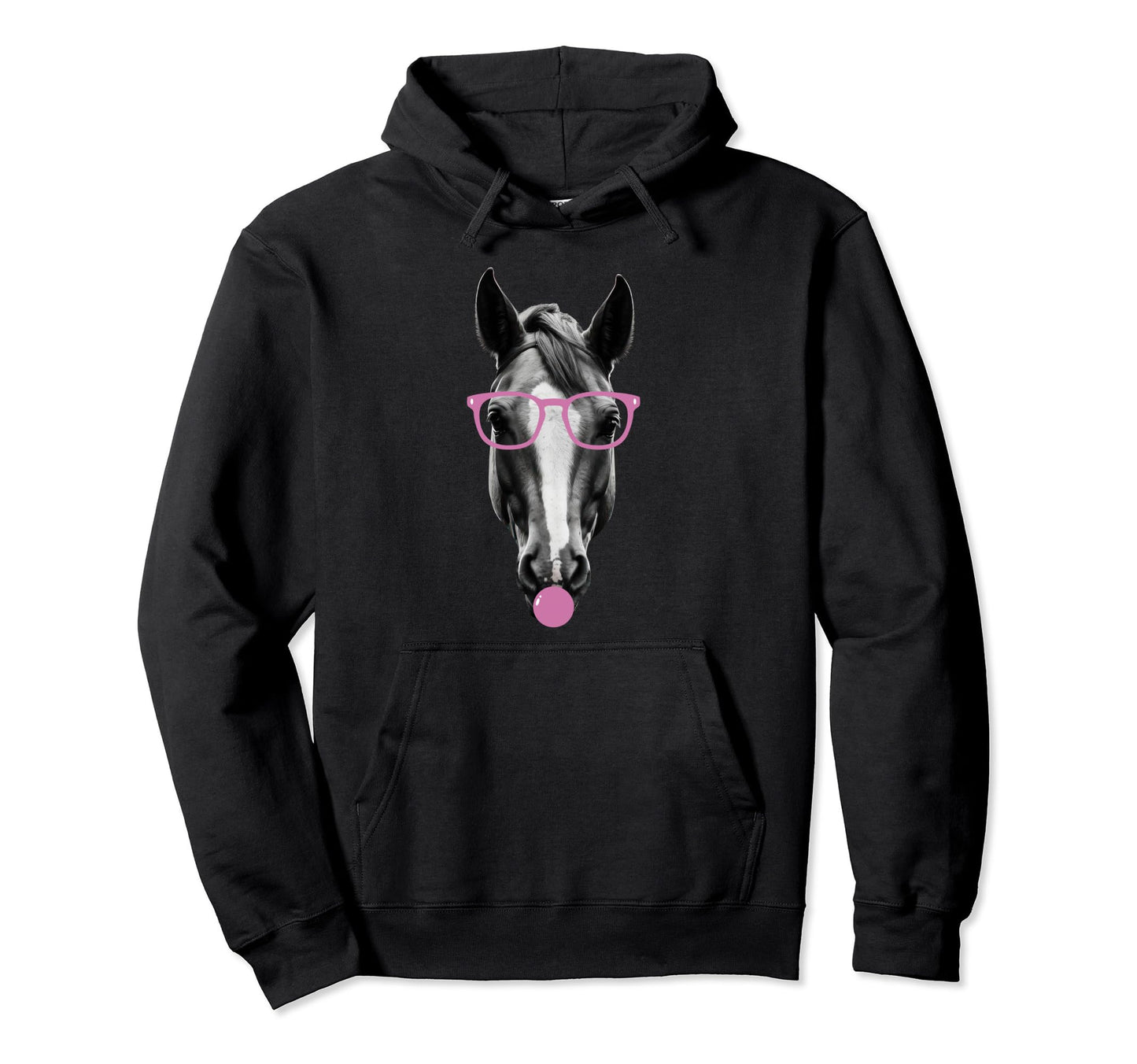 Horse Glasses And Bubble Gum Funny Animal Hoodie - Novelty Apparel Unisex - T-Shirt, Sweatshirt, Hoodie