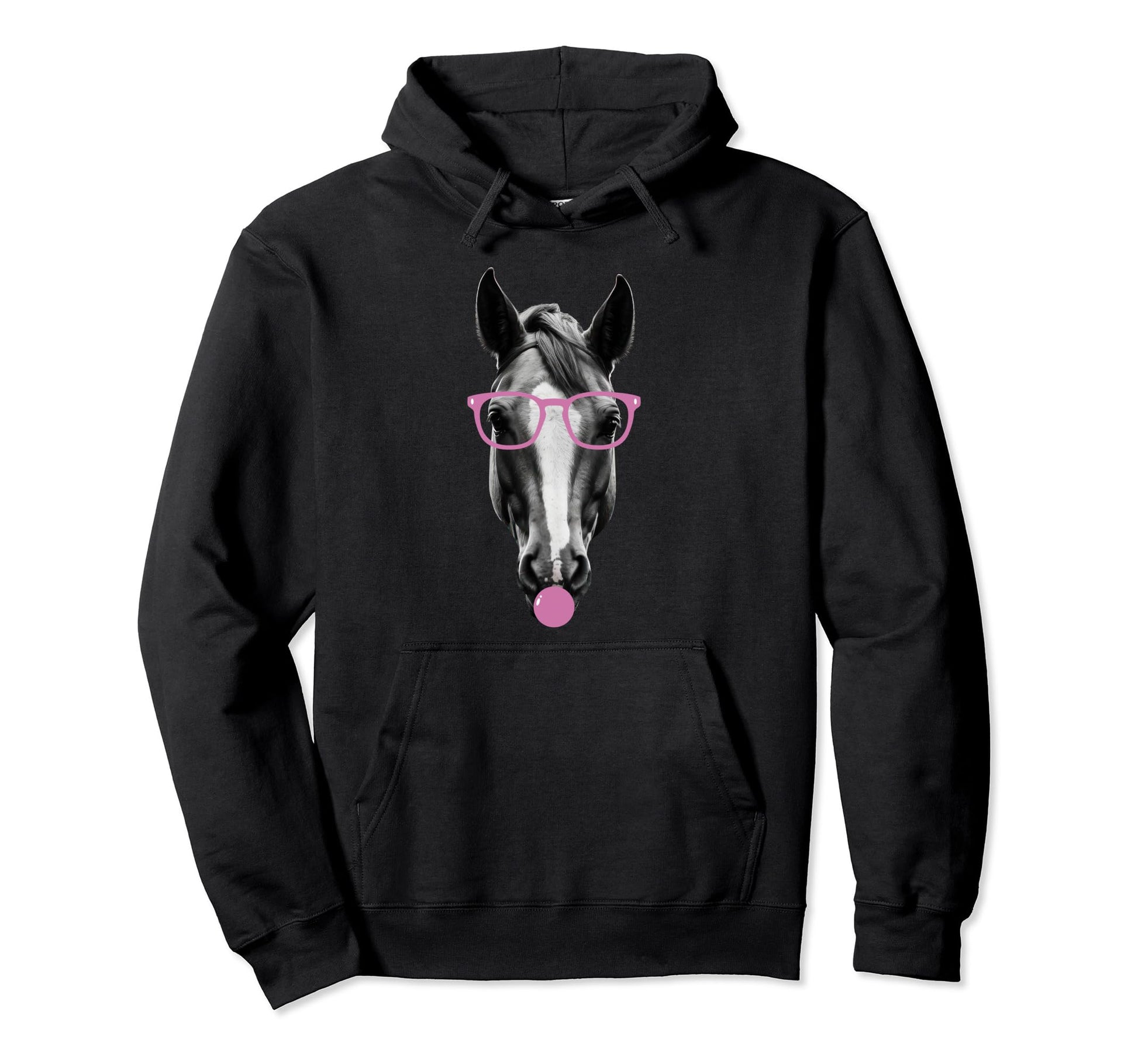 Horse Glasses And Bubble Gum Funny Animal Hoodie - Novelty Apparel Unisex - T-Shirt, Sweatshirt, Hoodie