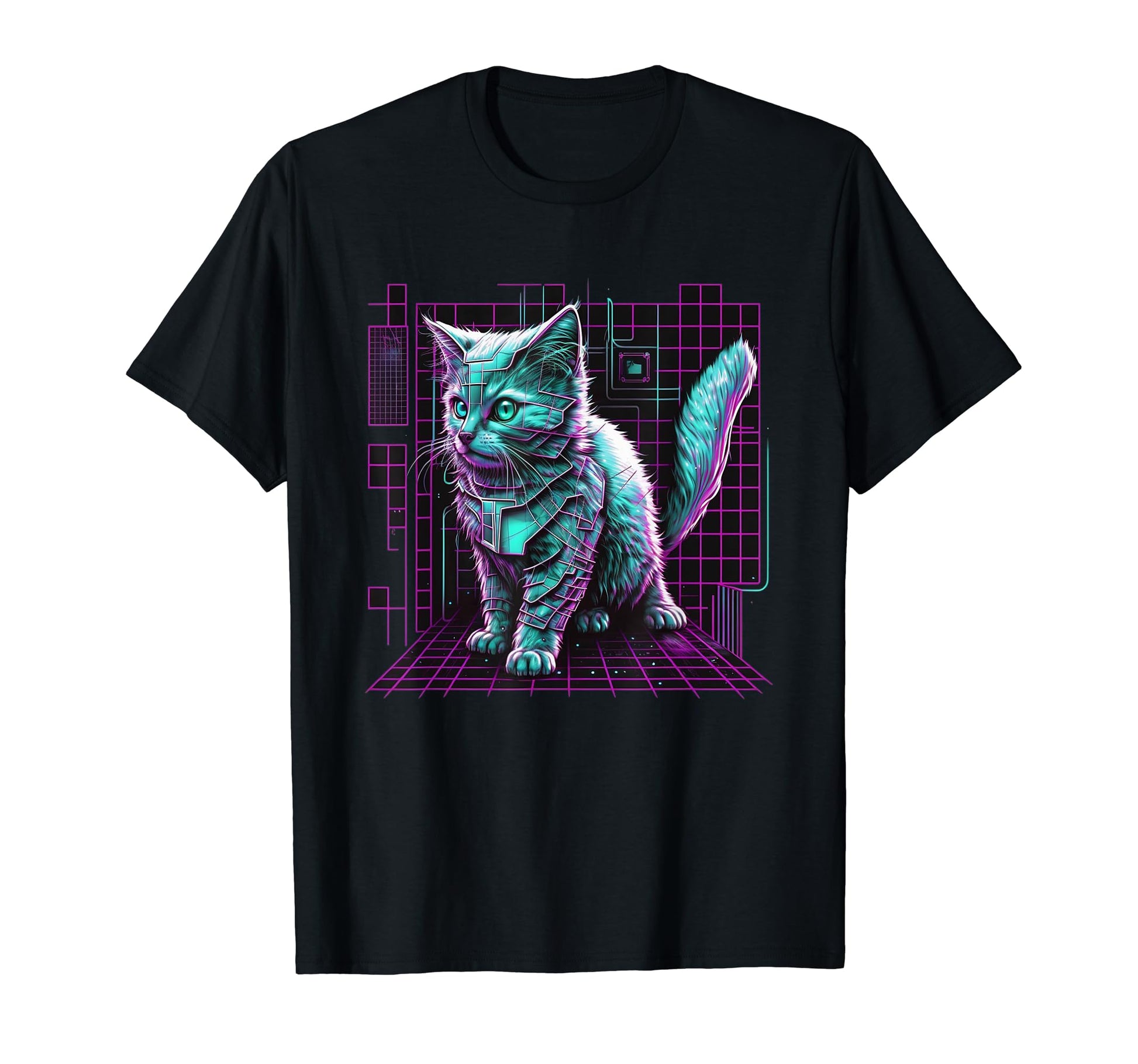 Retrowave Aesthetic Vaporwave Cat T-Shirt - Streetwear Style Unisex - T-Shirt, Sweatshirt, Hoodie